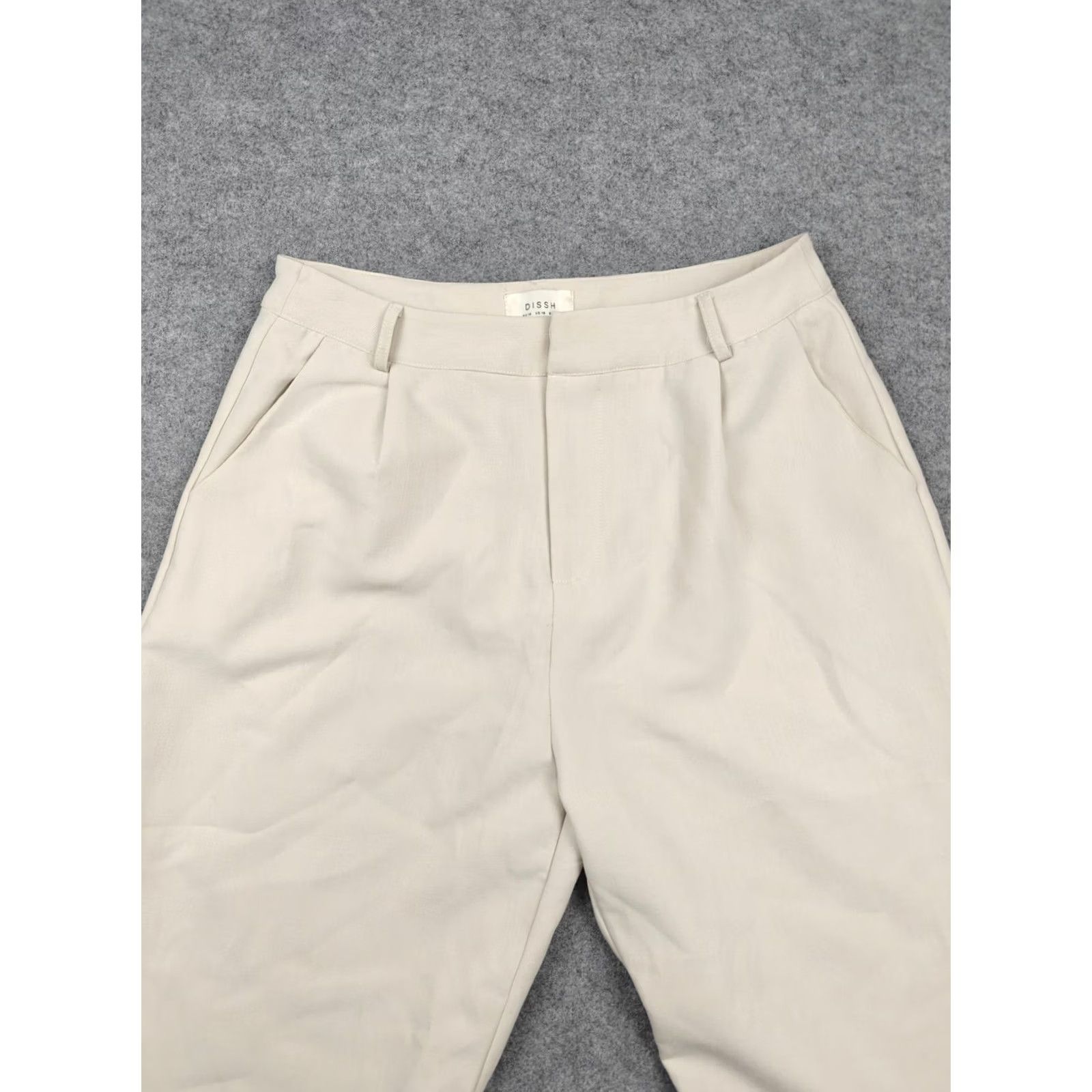 Vintage DISSH Dress Womens 10 Beige Pants Twill Wide Leg Pleated Stretch Lined Career Size 32" / US 10 / IT 46 - 2 Thumbnail
