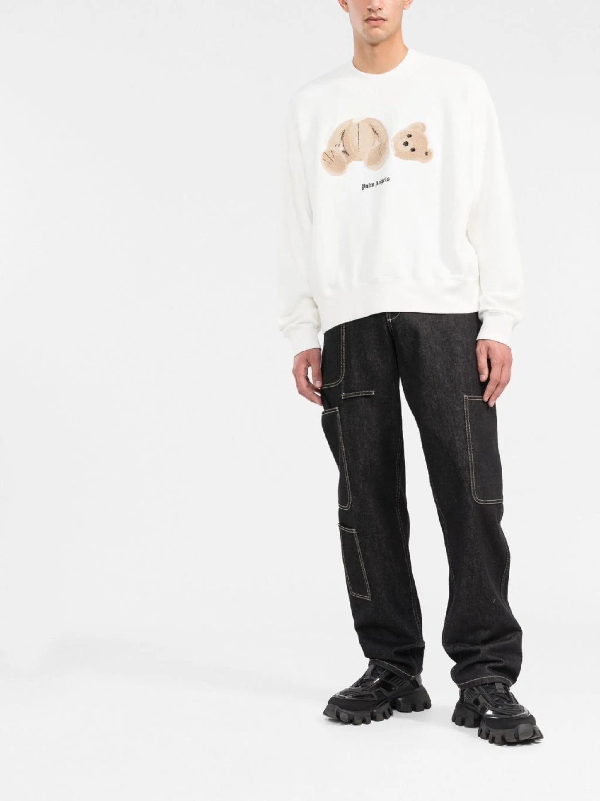 Palm Angels o1gr1nt0325 Kill The Bear Crewneck Sweatshirt in White Size US XL / EU 56 / 4 - 2 Thumbnail