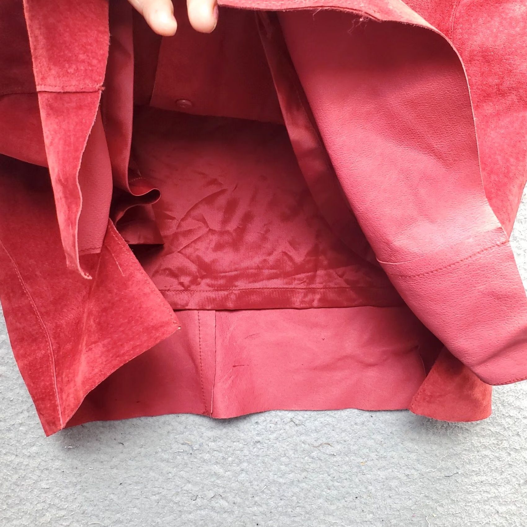 Vintage Valerie Stevens Shacket Women's L Red Leather Button Up Slit Sleeve Lined 100% Leather Casual Fall Winter Womens Size L Red Jacket Size L / US 10 / IT 46 - 6 Thumbnail