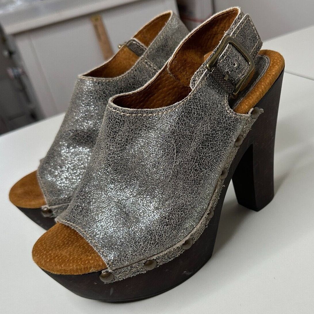 Other Sbicca Silver Leather Clunky Vintage Collection Open Toe 7 Size US 7 / IT 37 - 5 Thumbnail