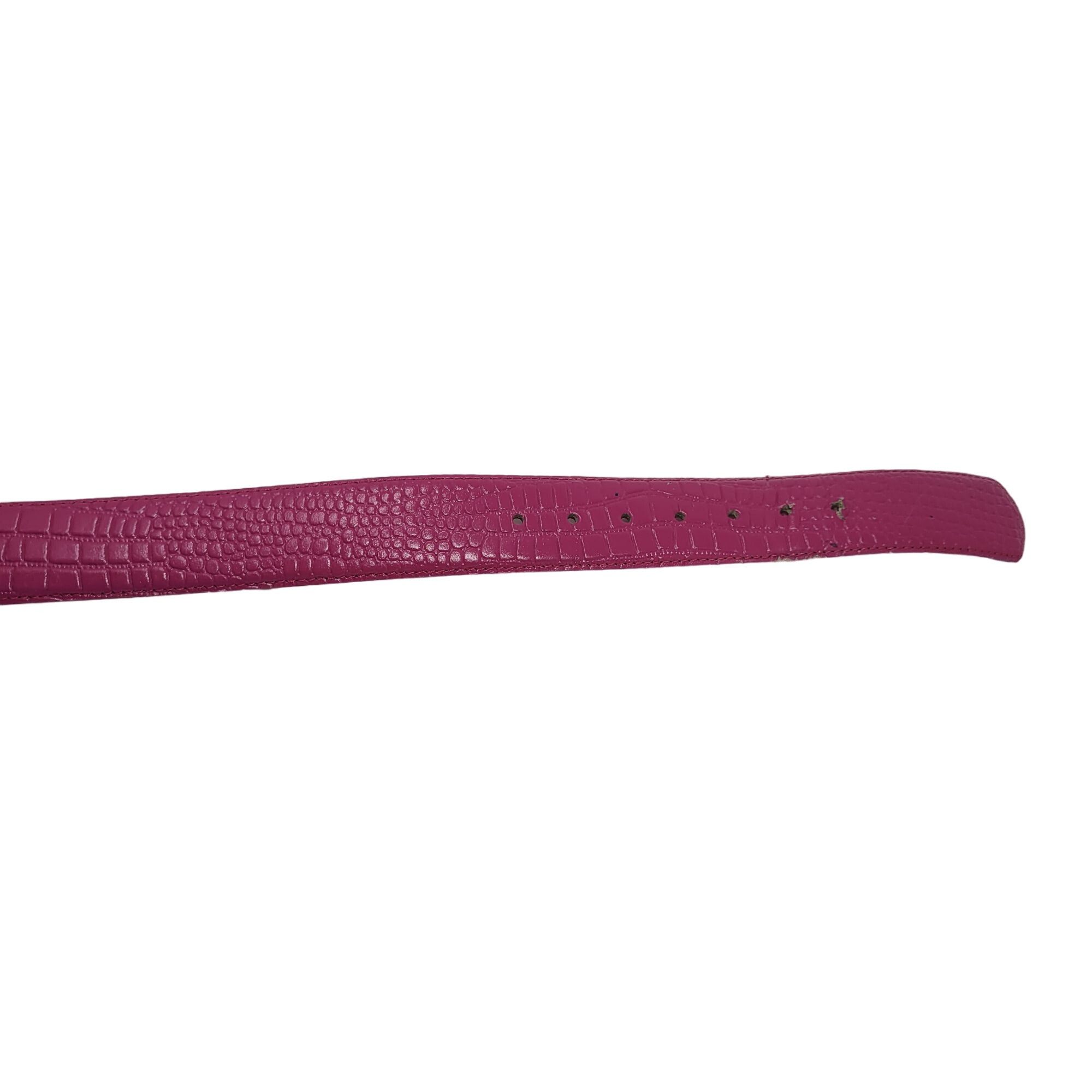 Vintage Vintage 80's Genuine Leather Belt L Fuchsia Hot Pink Croc Em Size ONE SIZE - 6 Thumbnail