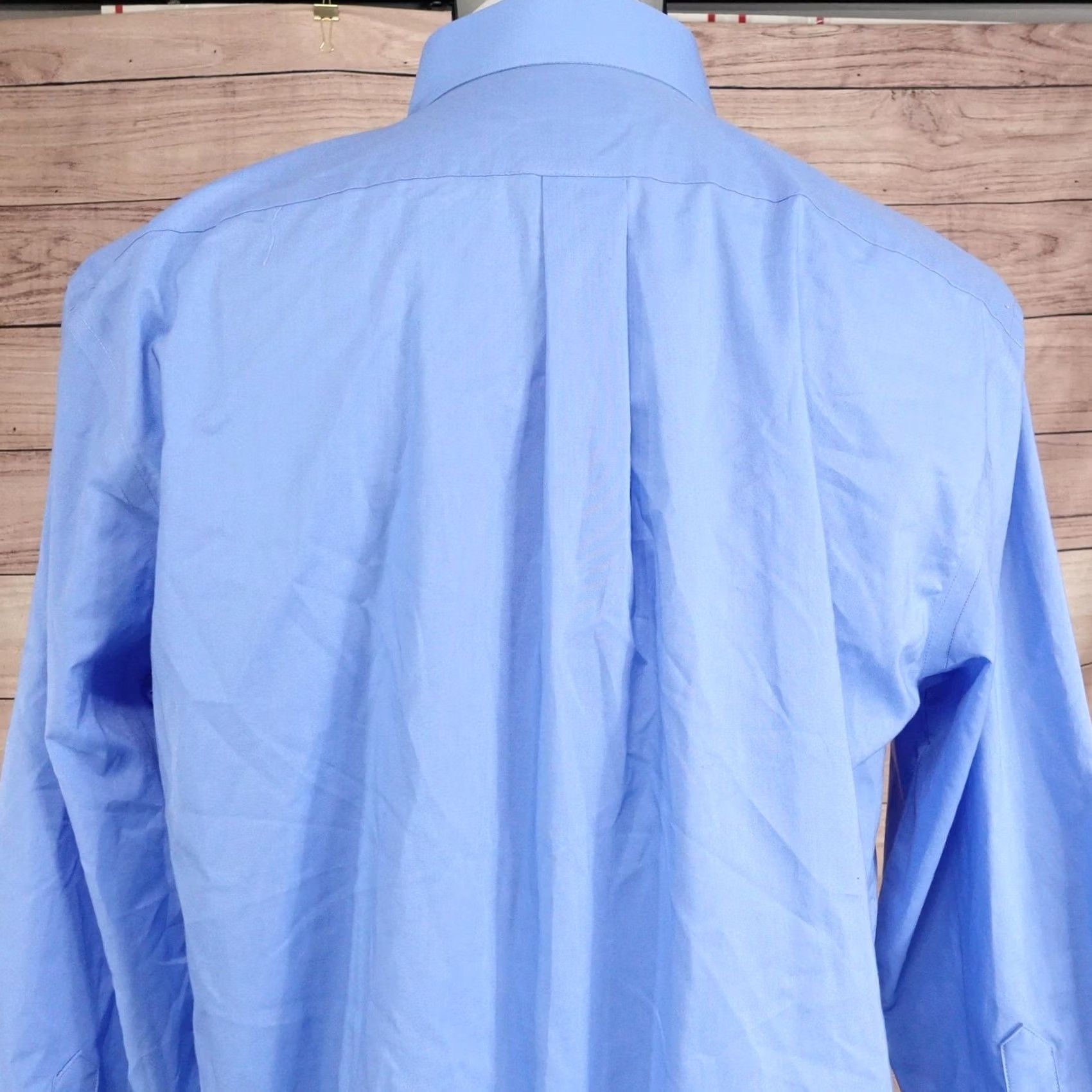 Stafford Stafford Dress Shirt Blue Regular 16.5 32/33 Easy Care Travel Broadcloth Men Shirt Size 46R - 5 Thumbnail