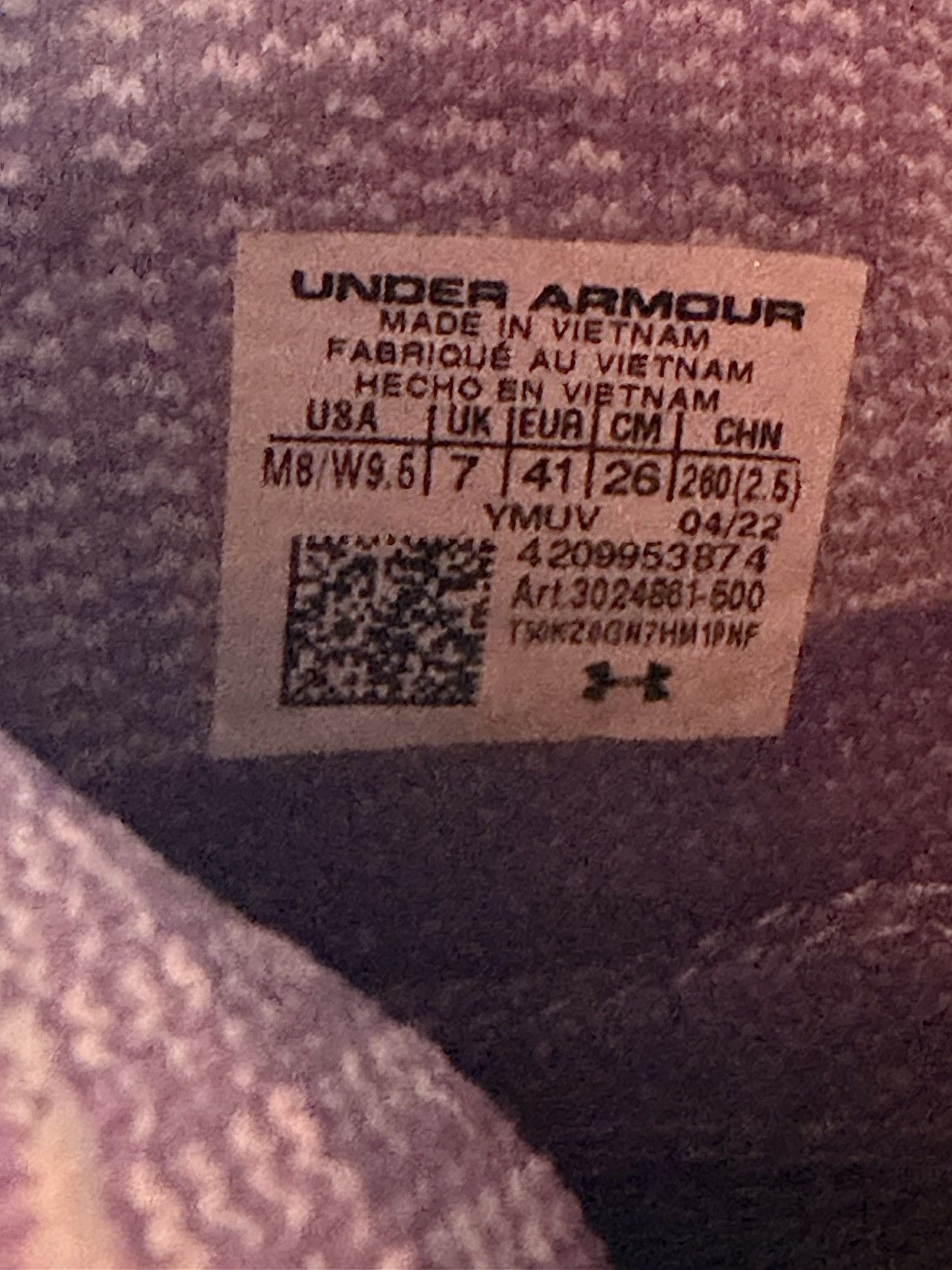 Under Armour RARE Curry Brand Curry 4 FloTro Vivid Lilac sz 8 3024861 500 Size US 8 / EU 41 - 7 Thumbnail
