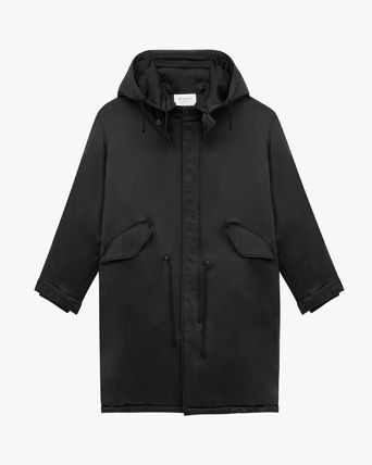 Saint Laurent Paris oc11z1225 800905 Long Parka in Silk Satin in Black Size US S / EU 44-46 / 1 - 1 Thumbnail