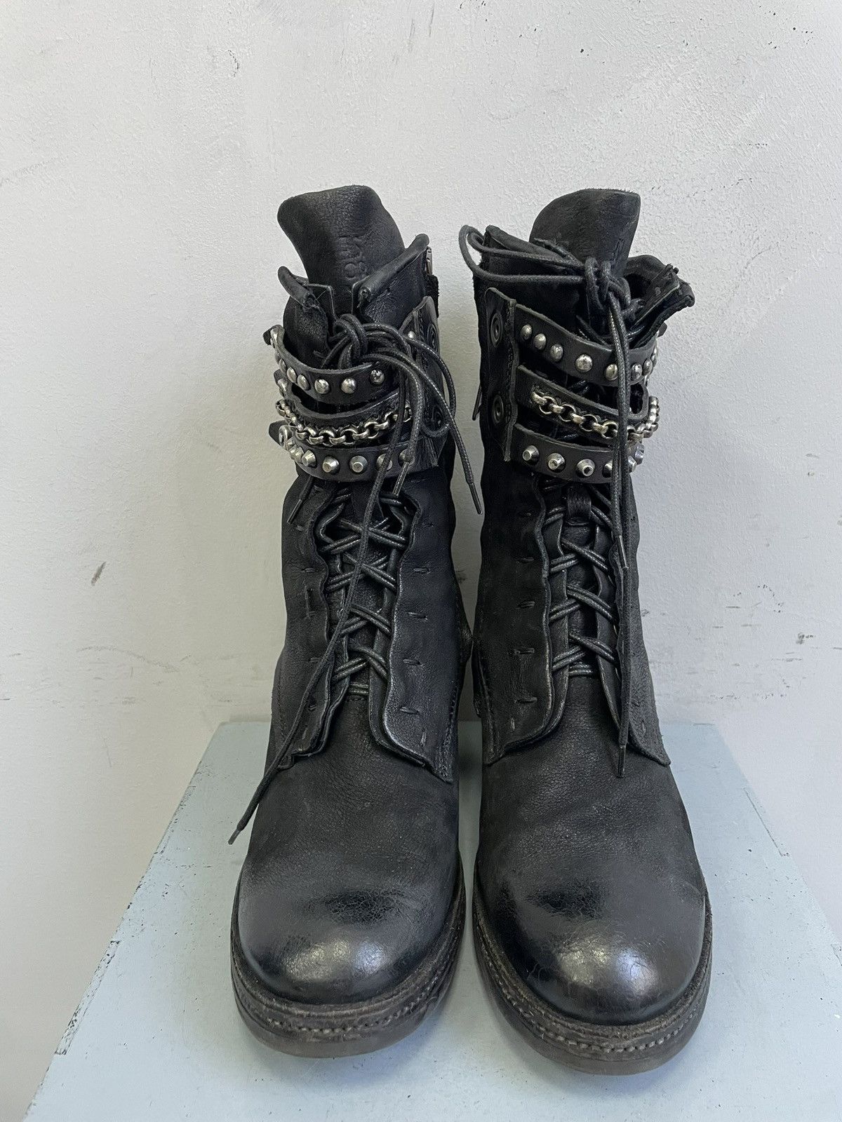 A.S.98 A.S.98 black leather boots gothic biker y2k style Size US 7.5 / EU 40-41 - 3 Thumbnail