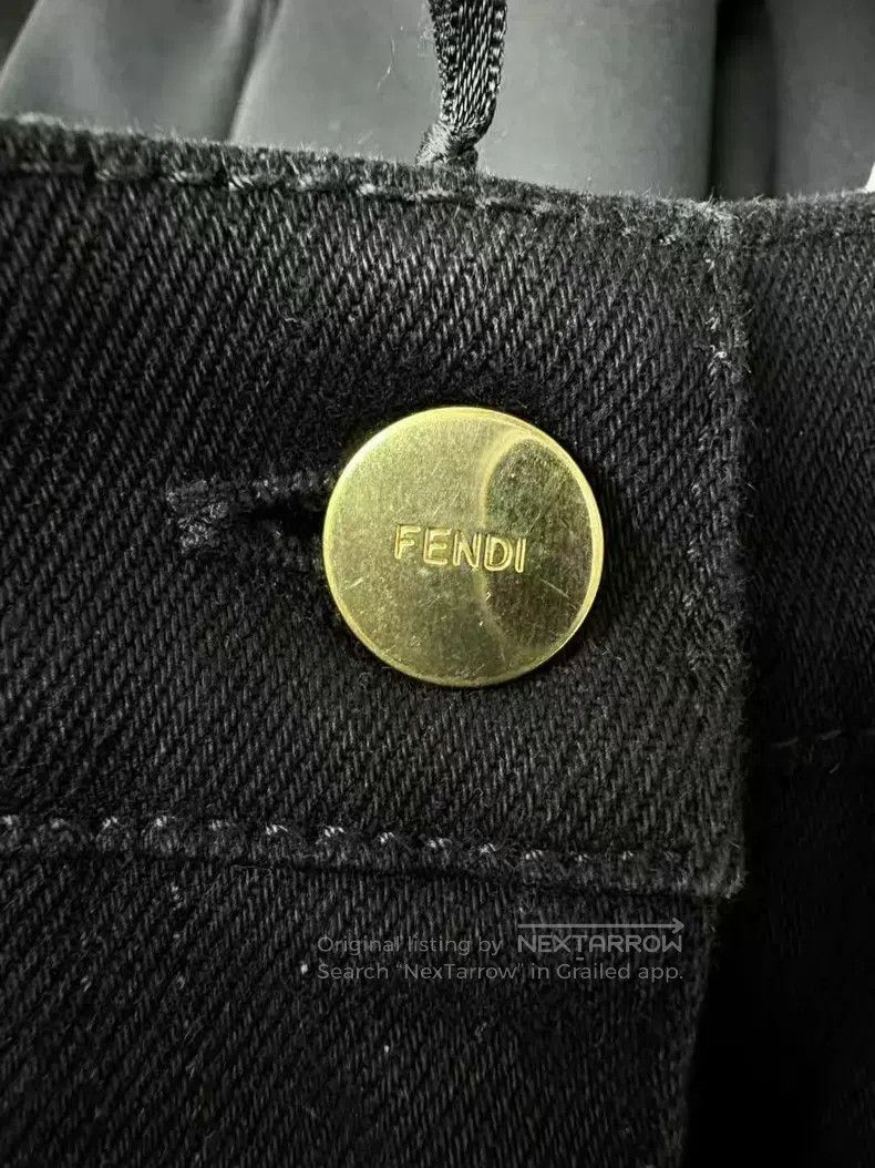 Fendi Fendi Gold Thread Back Leather Patch Denim Pants Size 24" / US 00 / IT 34 - 4 Thumbnail