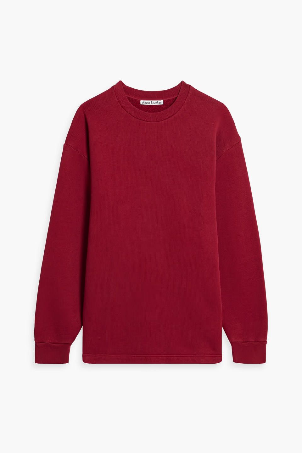 image of Acne Studios O1Mle0424 Embroidered Cotton-Fleece Sweatshirt In Burgundy, Men's (Size 2XL)