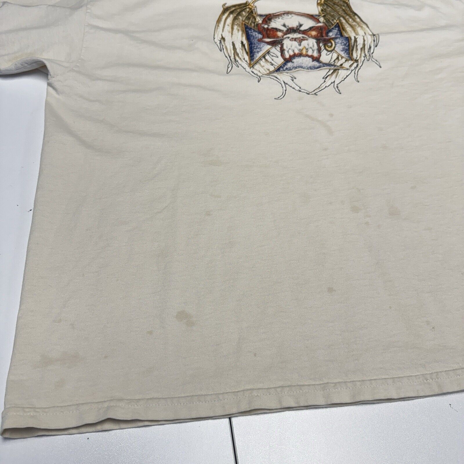 Vintage Vintage Y2k Grunge Skull Wings T Shirt Mens 2XL White Street Size US XXL / EU 58 / 5 - 8 Thumbnail
