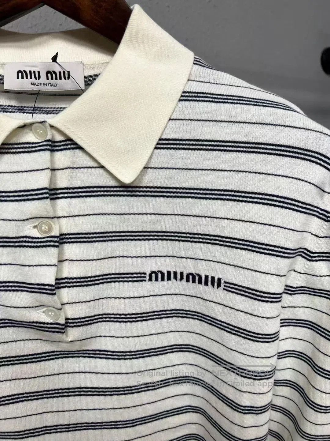 Miu Miu Miumiu White Stripe Polo. Size S / US 4 / IT 40 - 3 Thumbnail