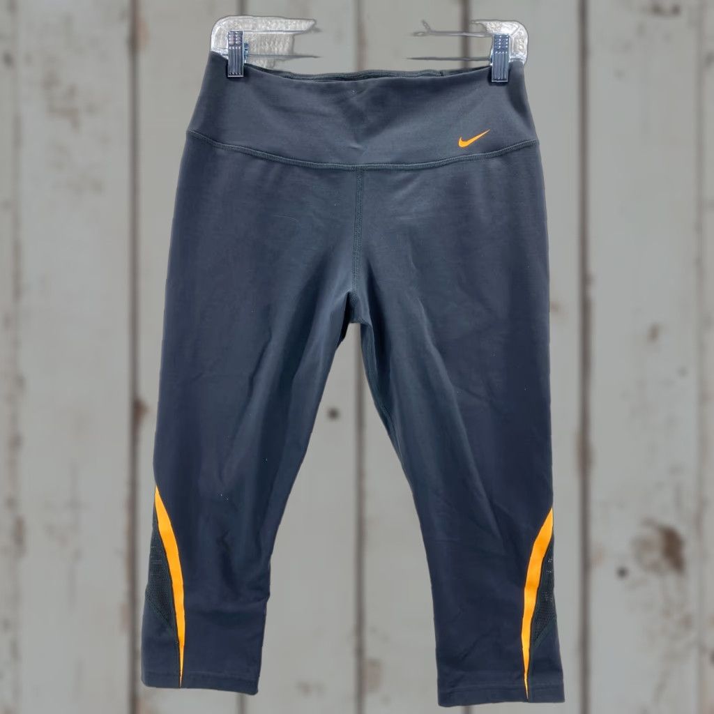 Nike Nike Dri-Fit Womens Leggings Capri Shirt Pants - Gray Orange Swoosh Medium M Womens Nike Dri-FIT Capris Size 32" / US 10 / IT 46 - 1 Thumbnail