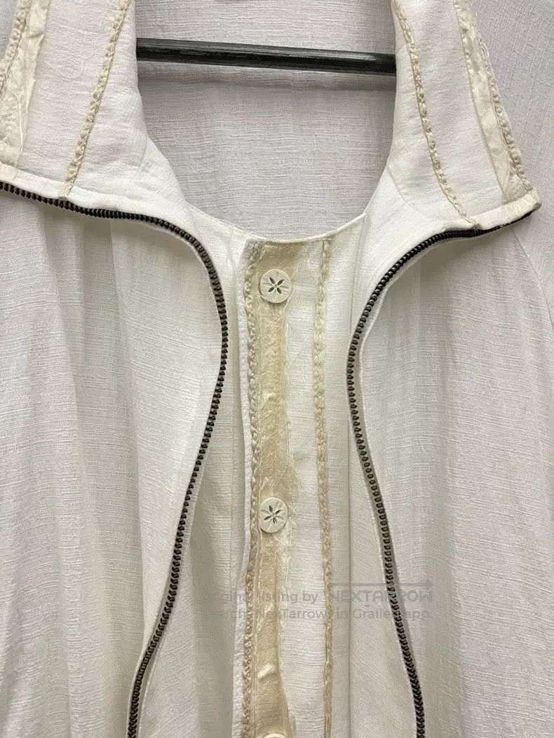 Hyein Seo Lightweight Linen Jacket with Fringe Detail. Size US M / EU 48-50 / 2 - 4 Thumbnail