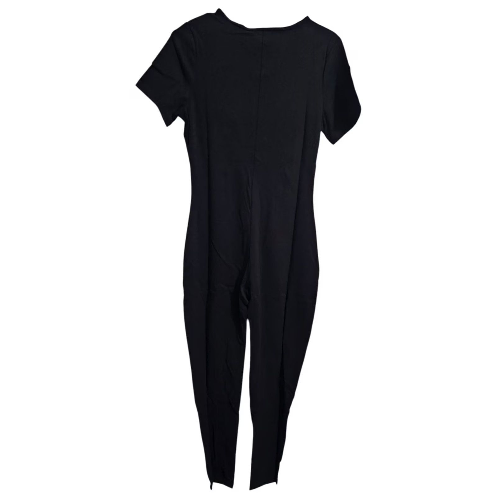 PrettyLittleThing PrettyLittleThing Womens 12 Contour Sculpt Zip Front Cap Sleeve Jumpsuit Black Size 34" / US 12 / IT 48 - 2 Thumbnail