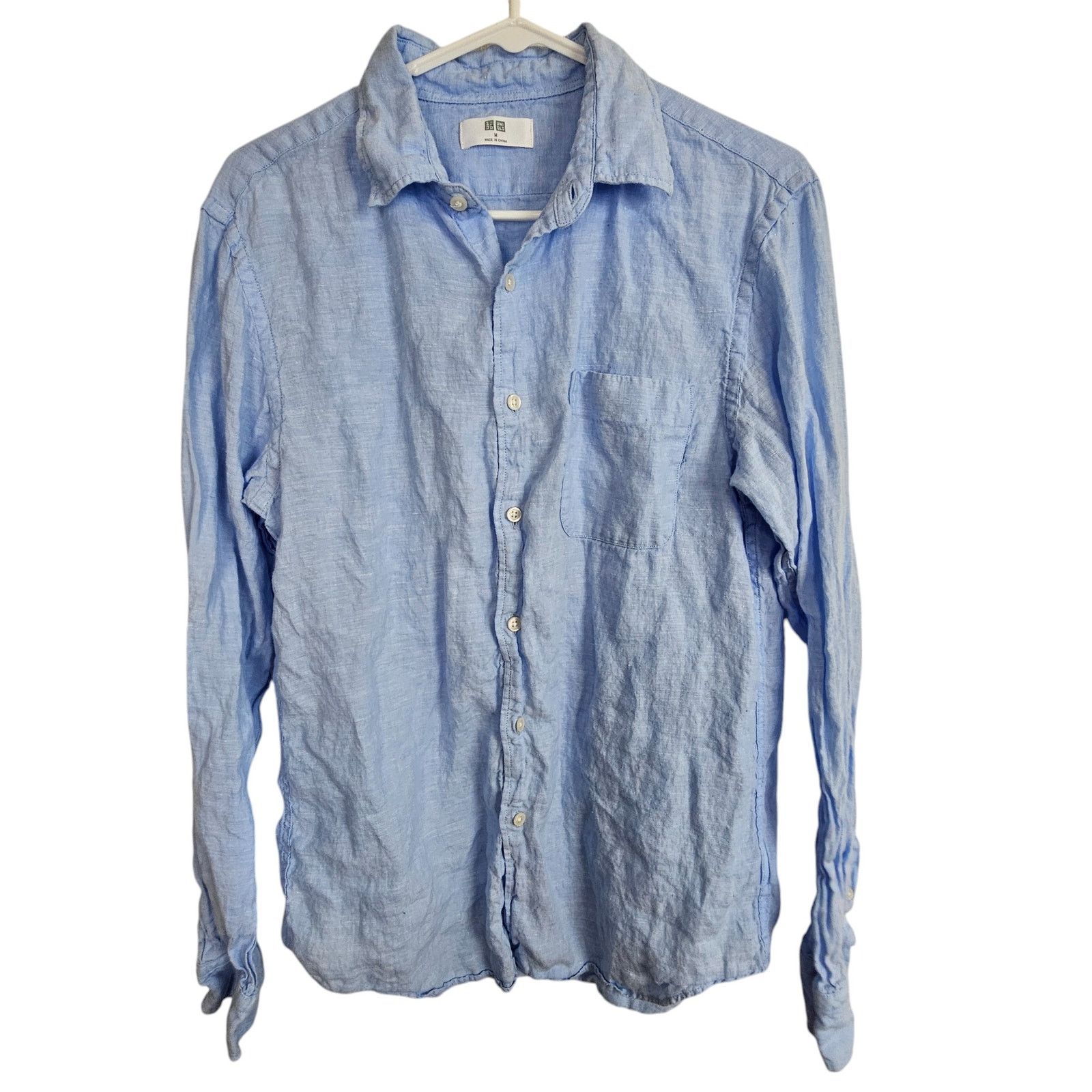 Uniqlo Uniqlo Mens Linen Shirt M Breathable Coastal Casual Maritime Size M / US 6-8 / IT 42-44 - 1 Thumbnail