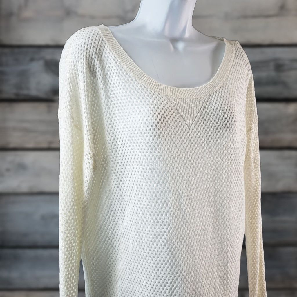 Vintage Lorna Jane Womens Open Knit Sweater Sz Medium White Long Sleeve Size M / US 6-8 / IT 42-44 - 1 Thumbnail