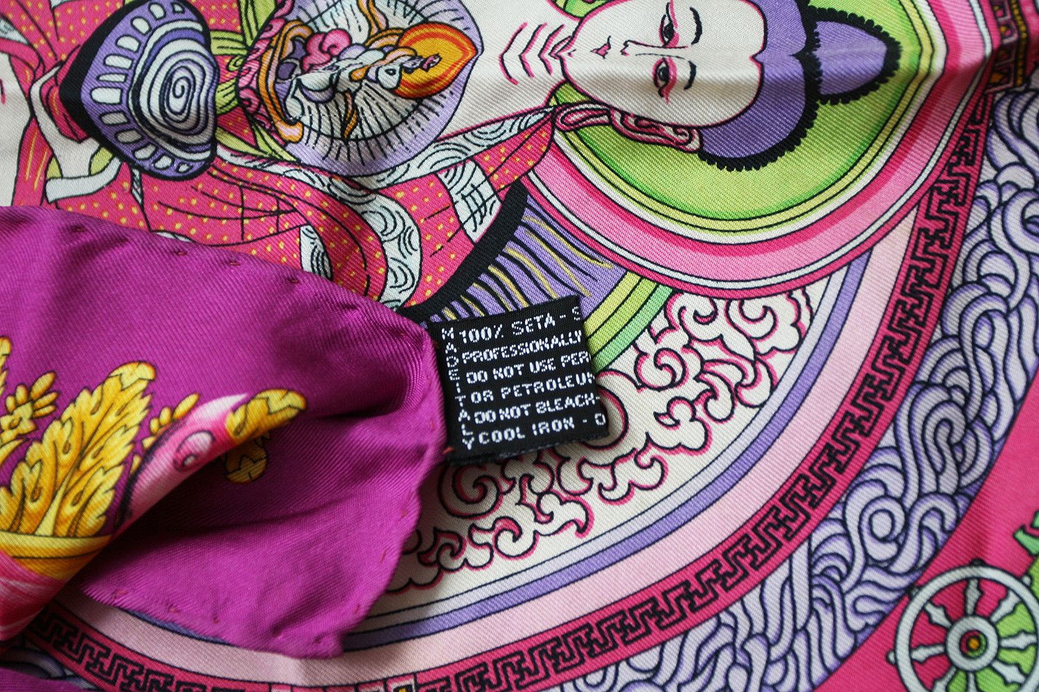 Versace Vintage Versace Italy Buddha Floral Print Silk Luxury Scarf Size ONE SIZE - 8 Thumbnail