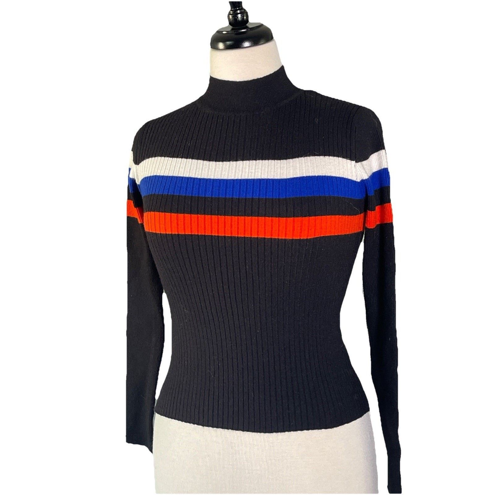 Forever 21 Forever 21 Women's Black Mock Neck Ribbed Sweaters Size S Size S / US 4 / IT 40 - 1 Thumbnail