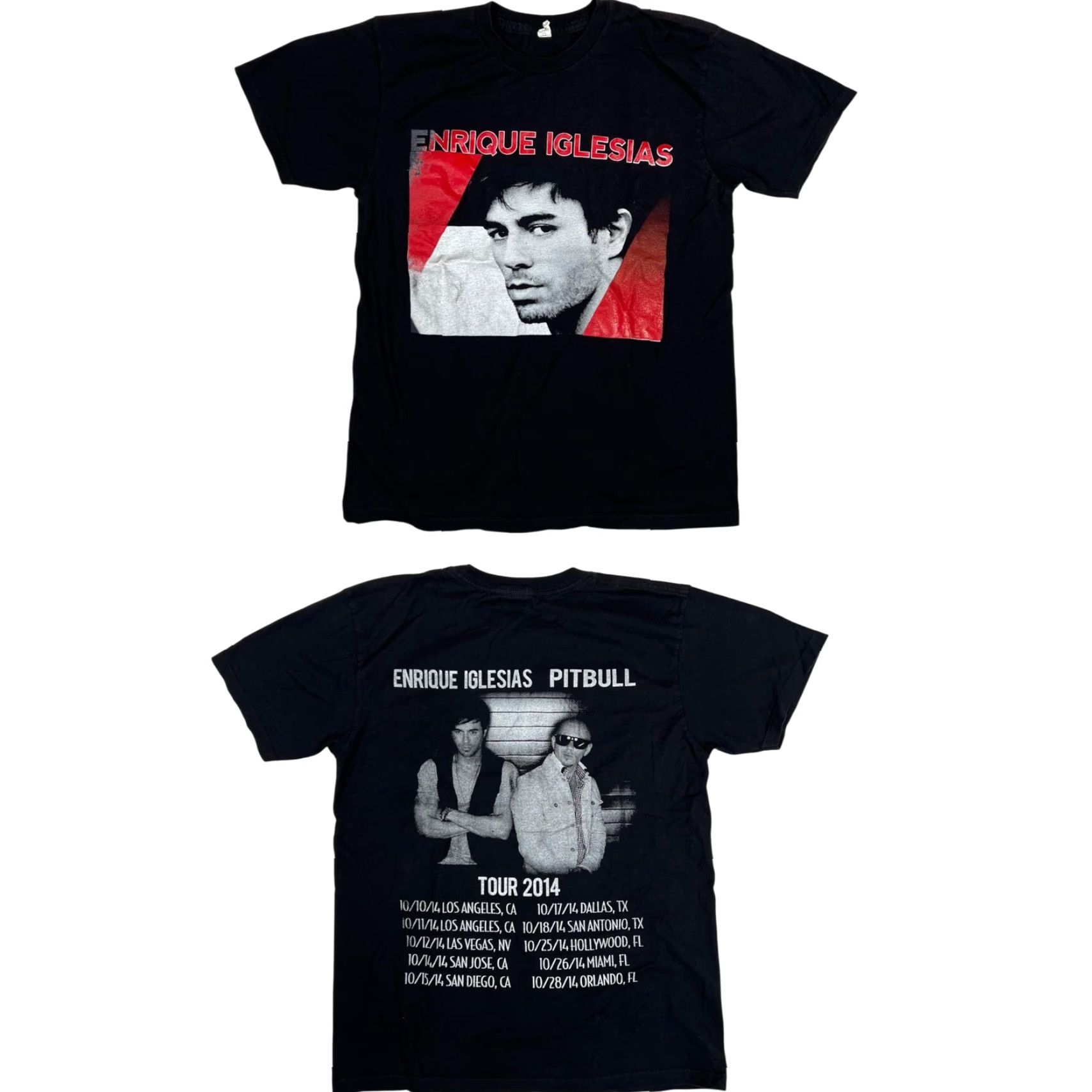 Vintage Enrique Iglesias & Pitbull Tour 2014 T-Shirt Black Graphic Concert Size Medium Size US L / EU 52-54 / 3 - 2 Thumbnail