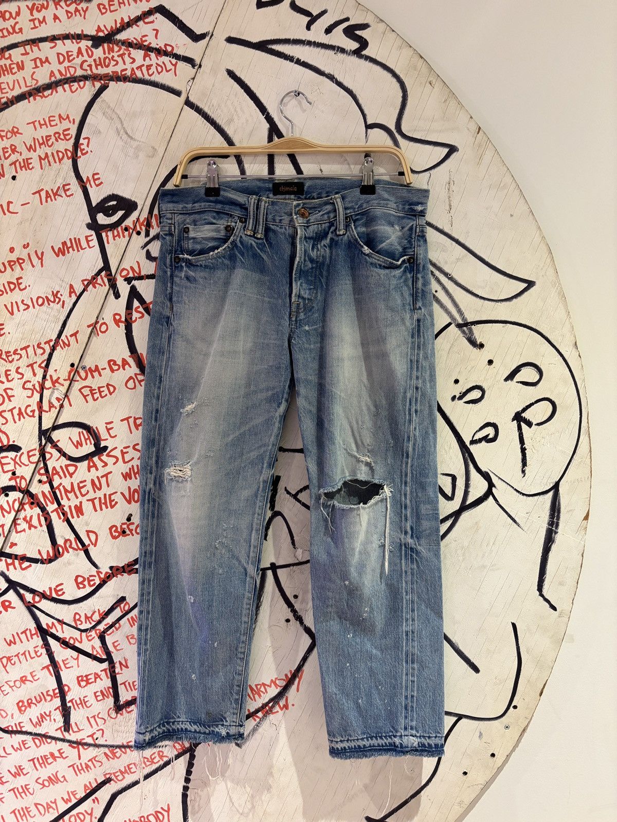 Chimala Chimala Mid Rise Distressed Japan Raw Denim Selvedge Jeans Size 27" / US 4 / IT 40 - 2 Thumbnail