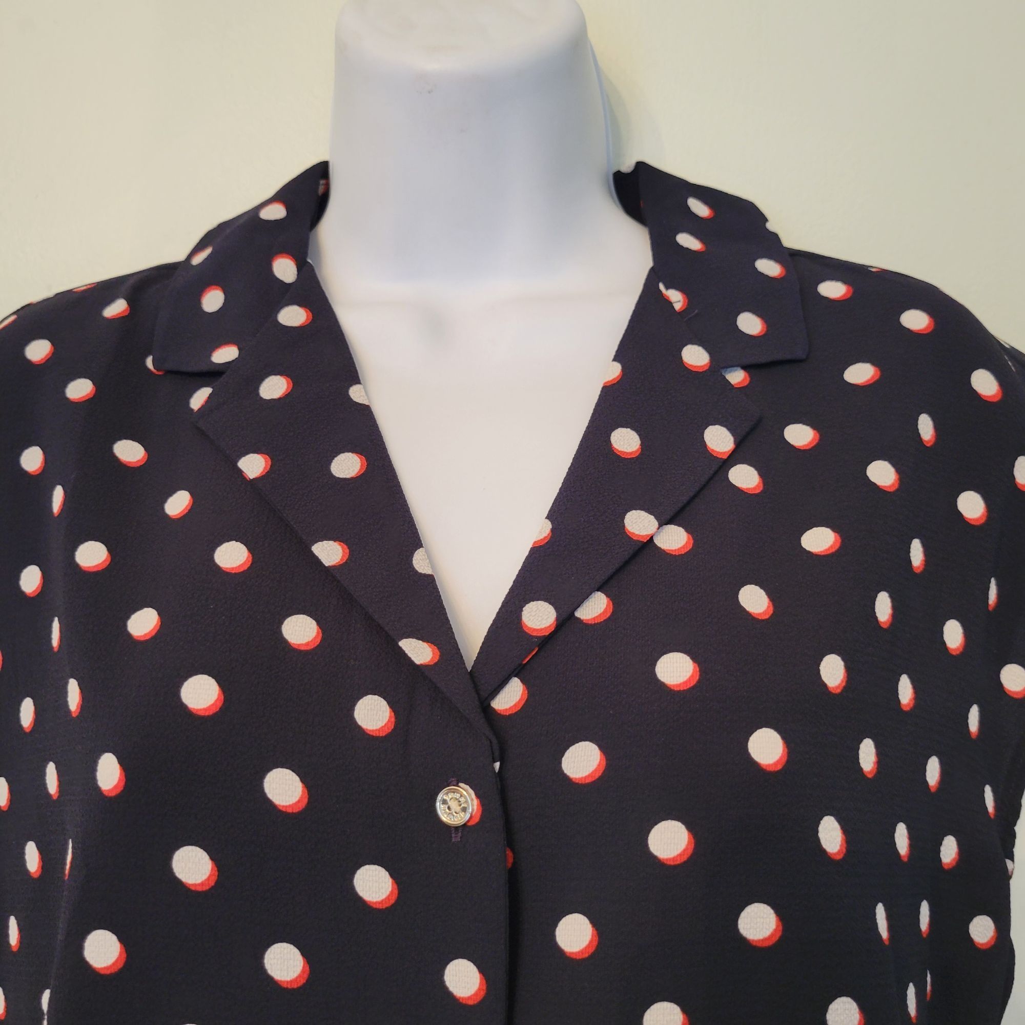 Tommy Hilfiger Tommy Hilfiger S Polka Dot Sleeveless Blouse V Neck Camp Shi Size S / US 4 / IT 40 - 5 Thumbnail