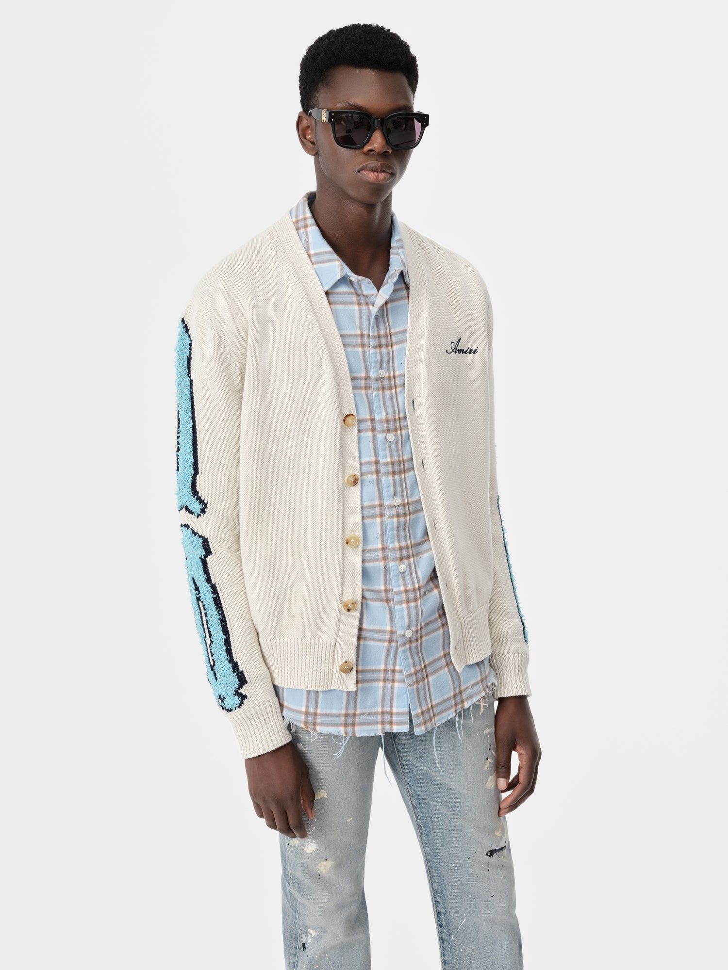 Amiri o1orln1025 Bones Cardigan in Ivory Size US M / EU 48-50 / 2 - 3 Thumbnail