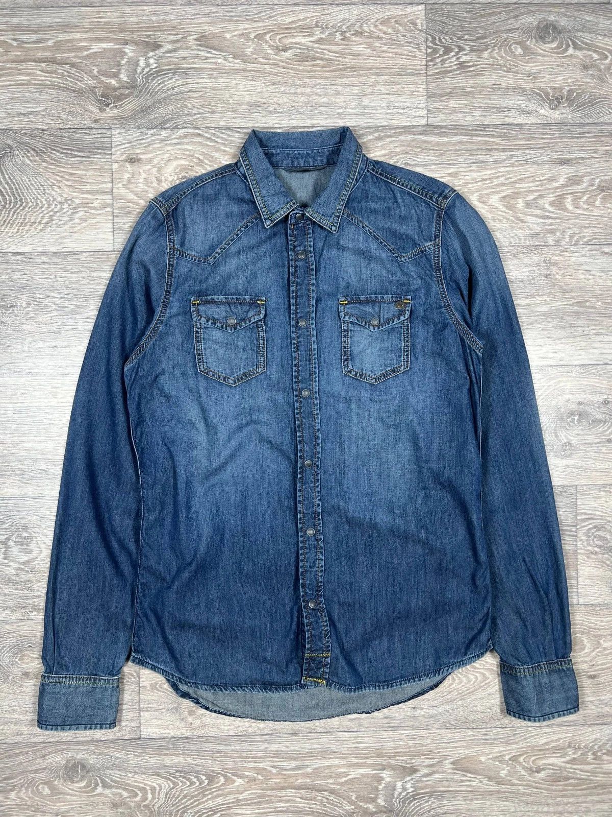 Diesel Diesel Denim Shirt Medium Blue Pearl Snap Button Western Size US M / EU 48-50 / 2 - 11 Thumbnail