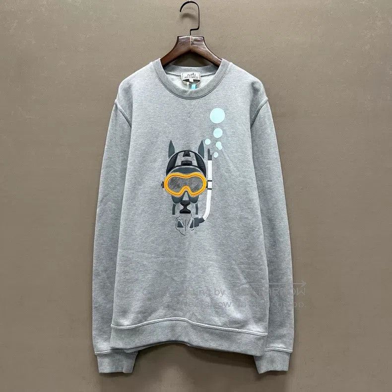 Hermes Hermes Grey Printed Sweatshirt Size US M / EU 48-50 / 2 - 1 Thumbnail
