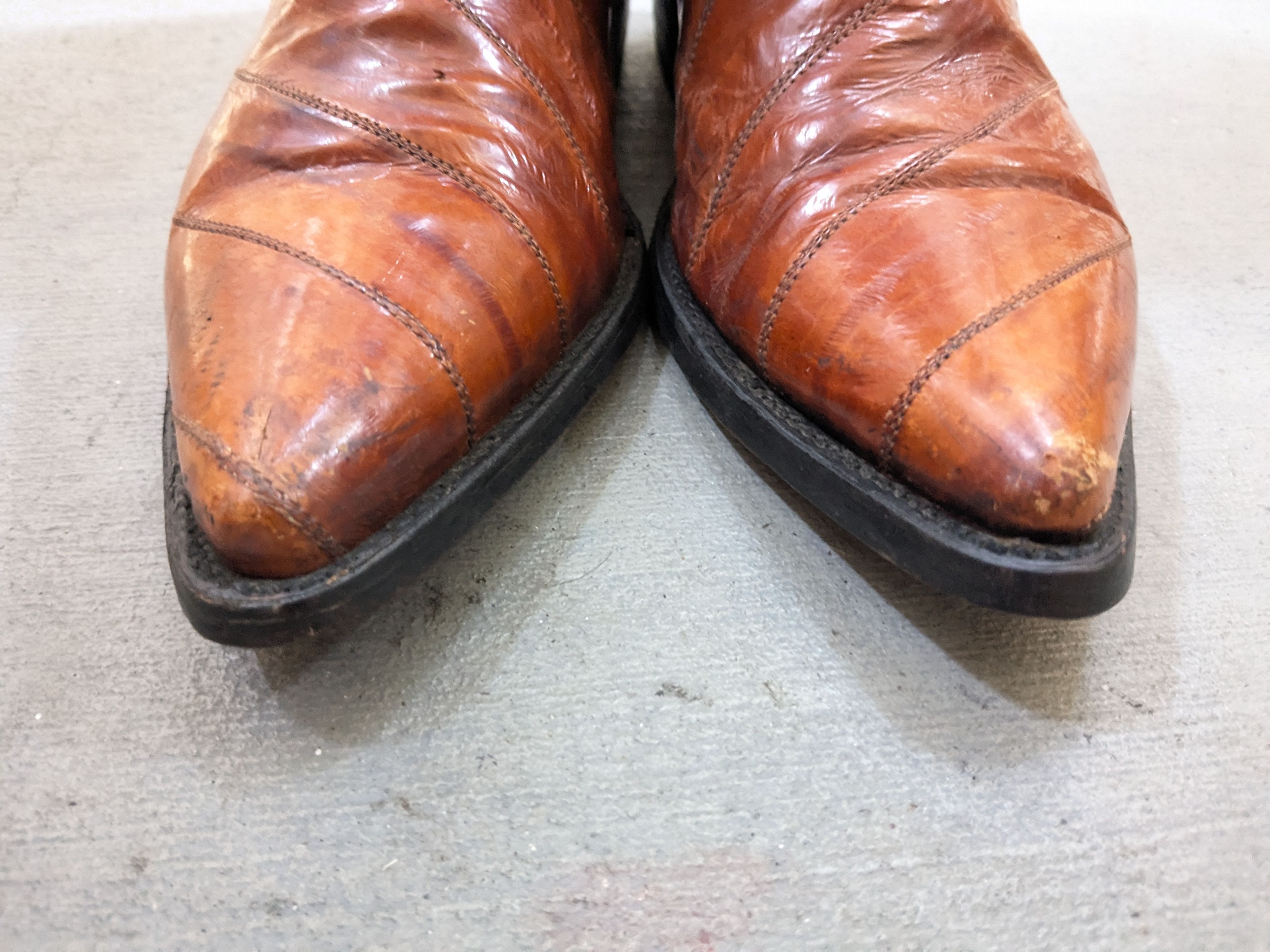 Genuine Leather Nopal Cowboy Boots 9.5 Brown Eel Leather Mexico Exotic Size US 9.5 / EU 42-43 - 2 Thumbnail
