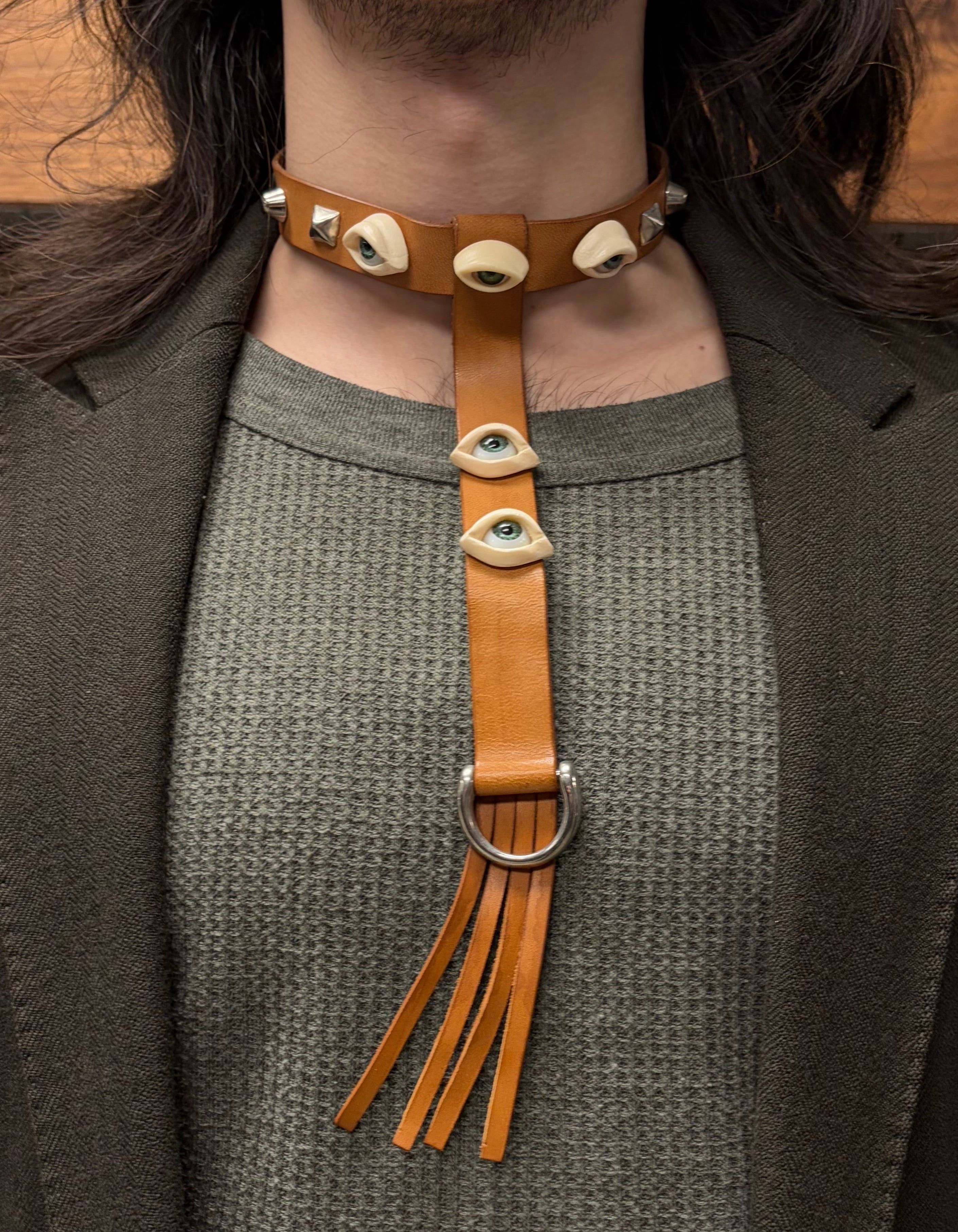 Yohji Yamamoto Yohji Realistic ‘Eye Design’ Brown Leather Bolo Tie Size ONE SIZE - 1 Thumbnail