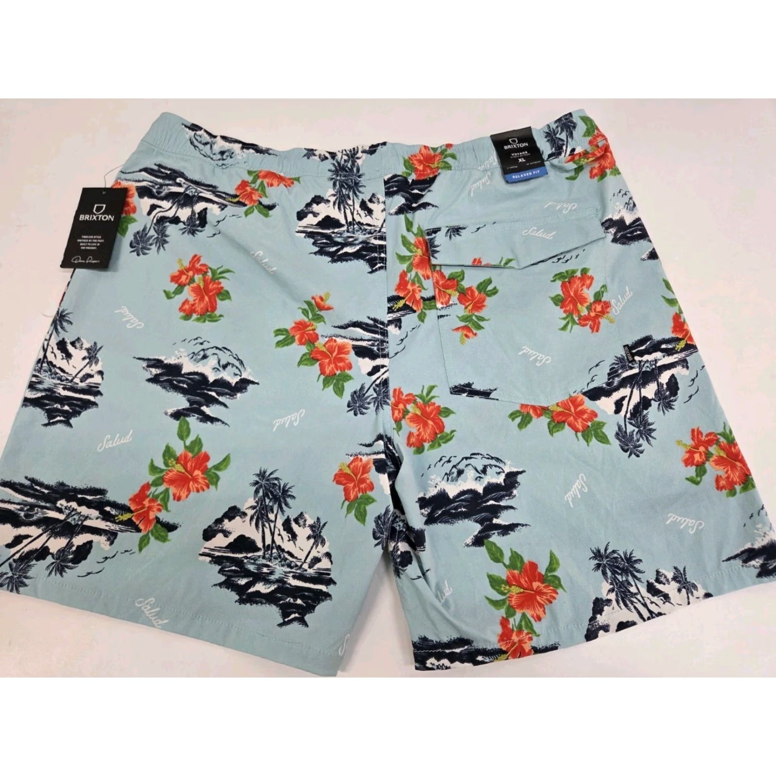 Brixton Brixton Mens Swim Shorts Relaxed Fit Floral Multicolor Nylon Spandex Back Pocket Drawstring XL Size US 36 / EU 52 - 3 Thumbnail