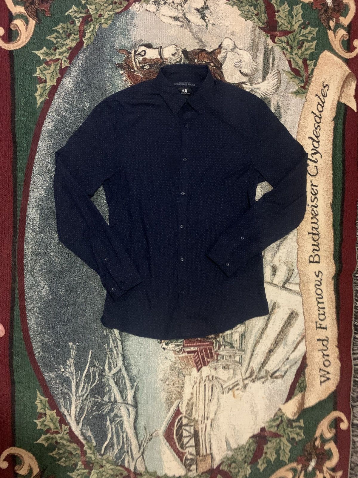 H&M Dark blue H&M button up MEDIUM Size 44L - 2 Thumbnail