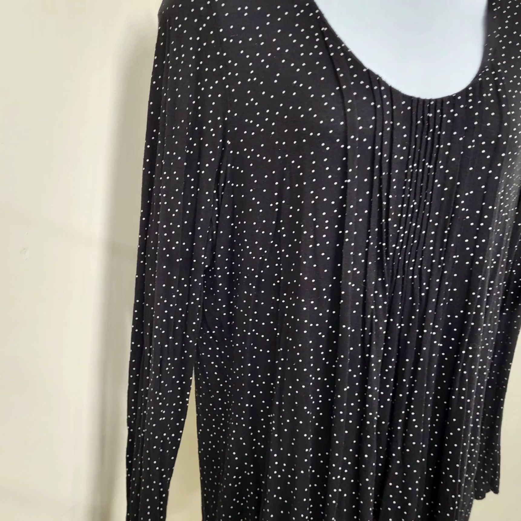 Ellen Tracy Ellen Tracy Blouse Women's 2X Polka Dot Long Sleeve Shirt Black/Pink Trim Casual Women’s Shirt Size XXL / US 16-18 / IT 52-54 - 3 Thumbnail