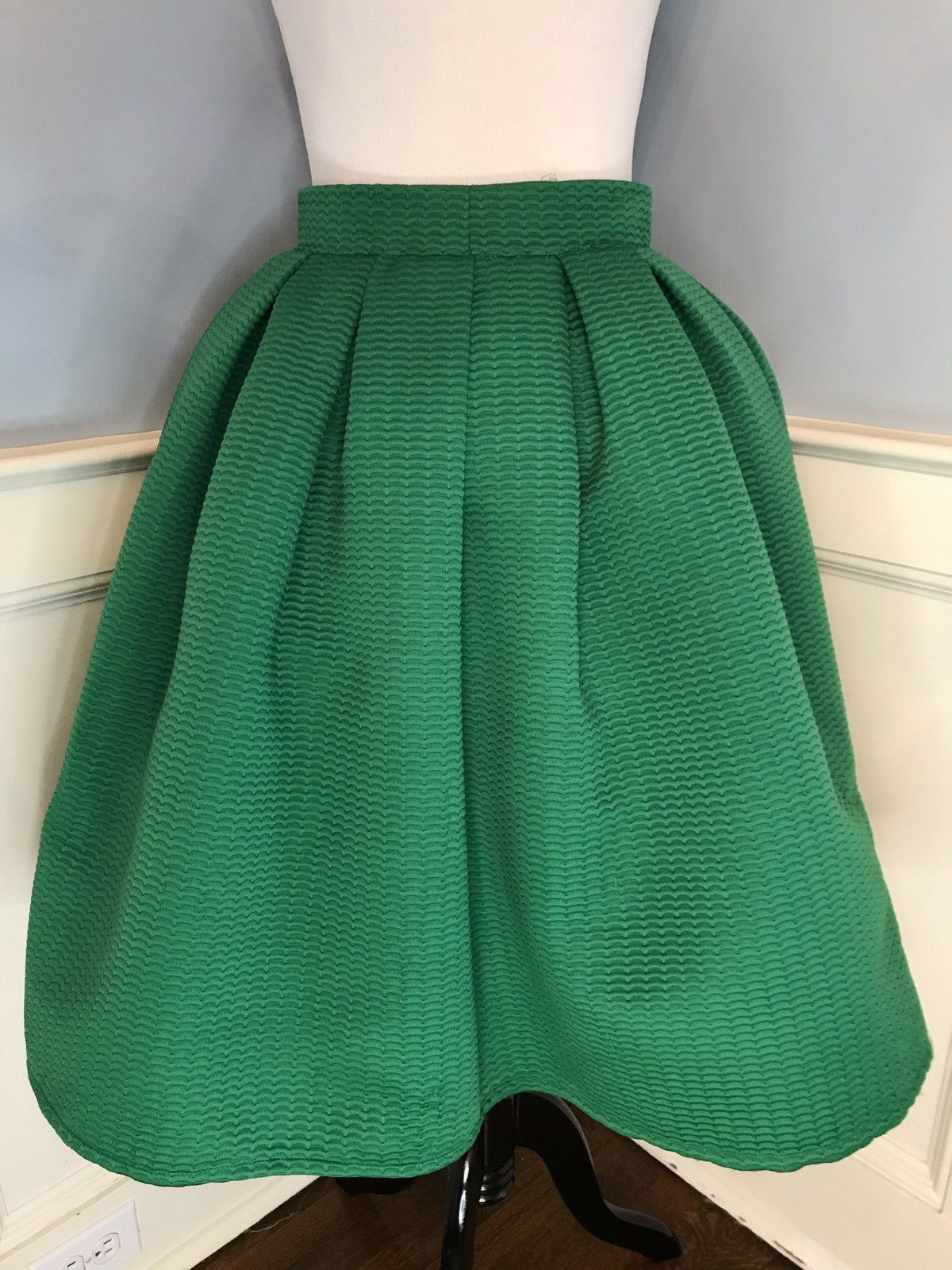Other Retro Repro Vintage Look Green Full Box Pleat Midi Skirt Sz M Size 29" - 2 Thumbnail
