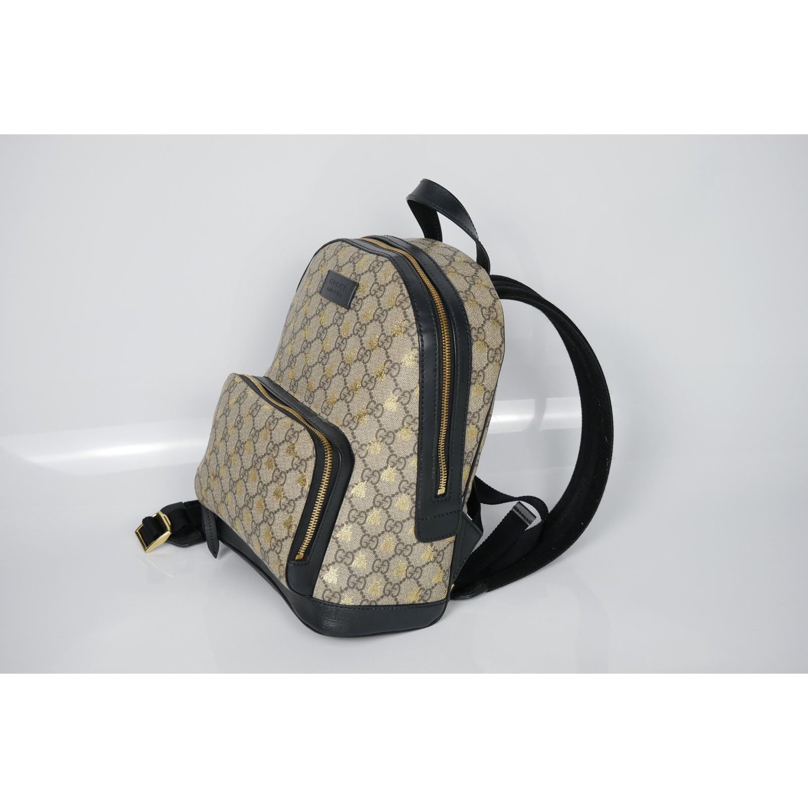 Gucci Gucci Beige GG Supreme Canvas Leather Bees Backpack Size ONE SIZE - 2 Thumbnail