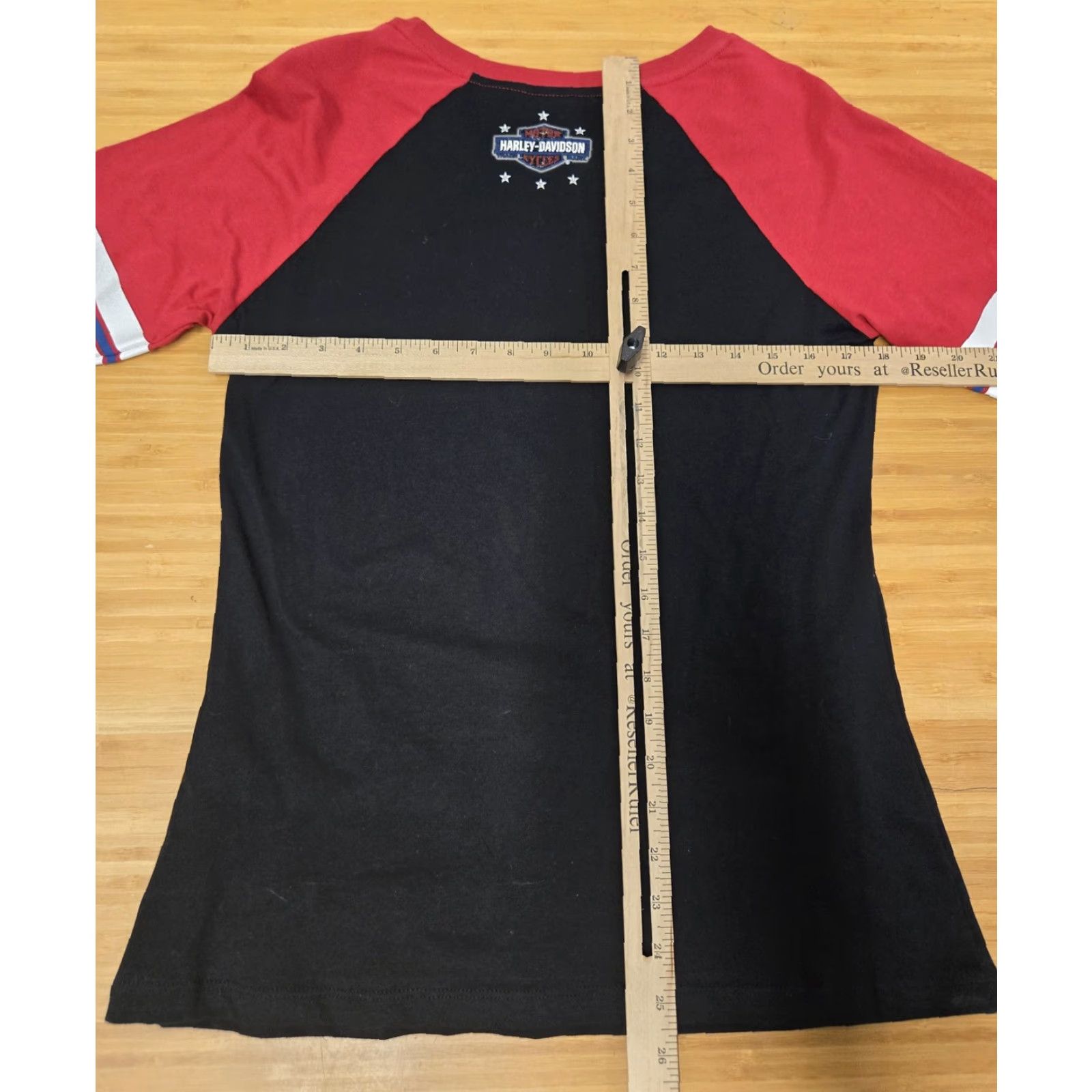 Harley Davidson VINTAGE Harley-Davidson Shirt Womens Large Black Red Patriotic Wing Graphic Made USA Motorcycle Size L / US 10 / IT 46 - 6 Thumbnail