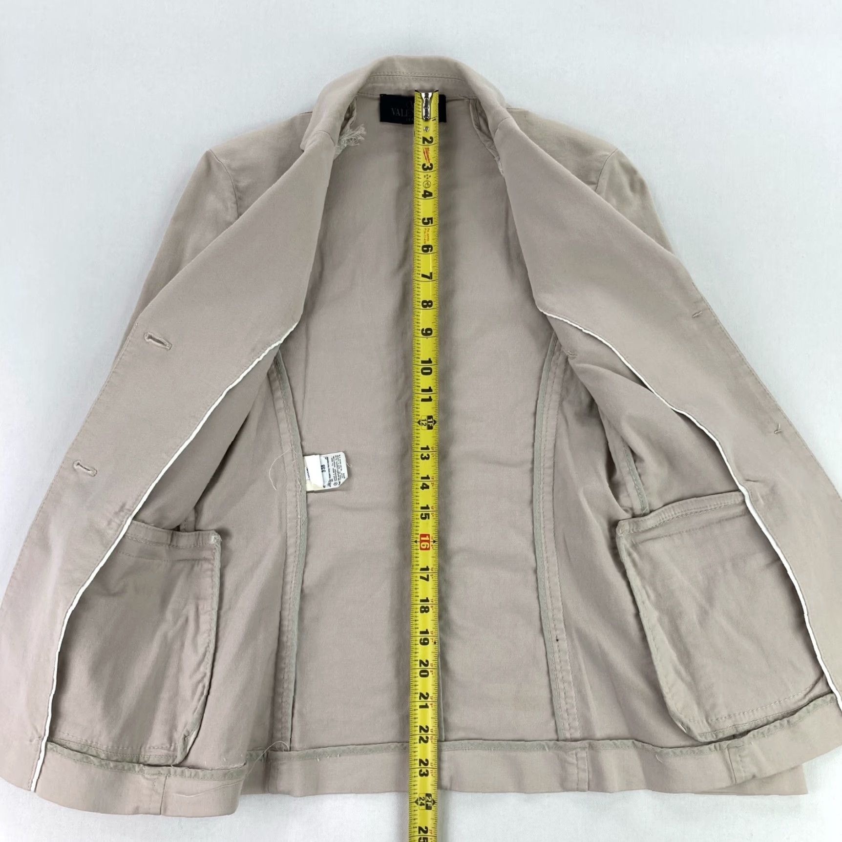 Valentino VINTAGE Valentino Blazer Women 2XS Beige Cotton Stretch 2-Button Jacket Suit Style Mens? Size 24" / US 00 / IT 34 - 6 Thumbnail