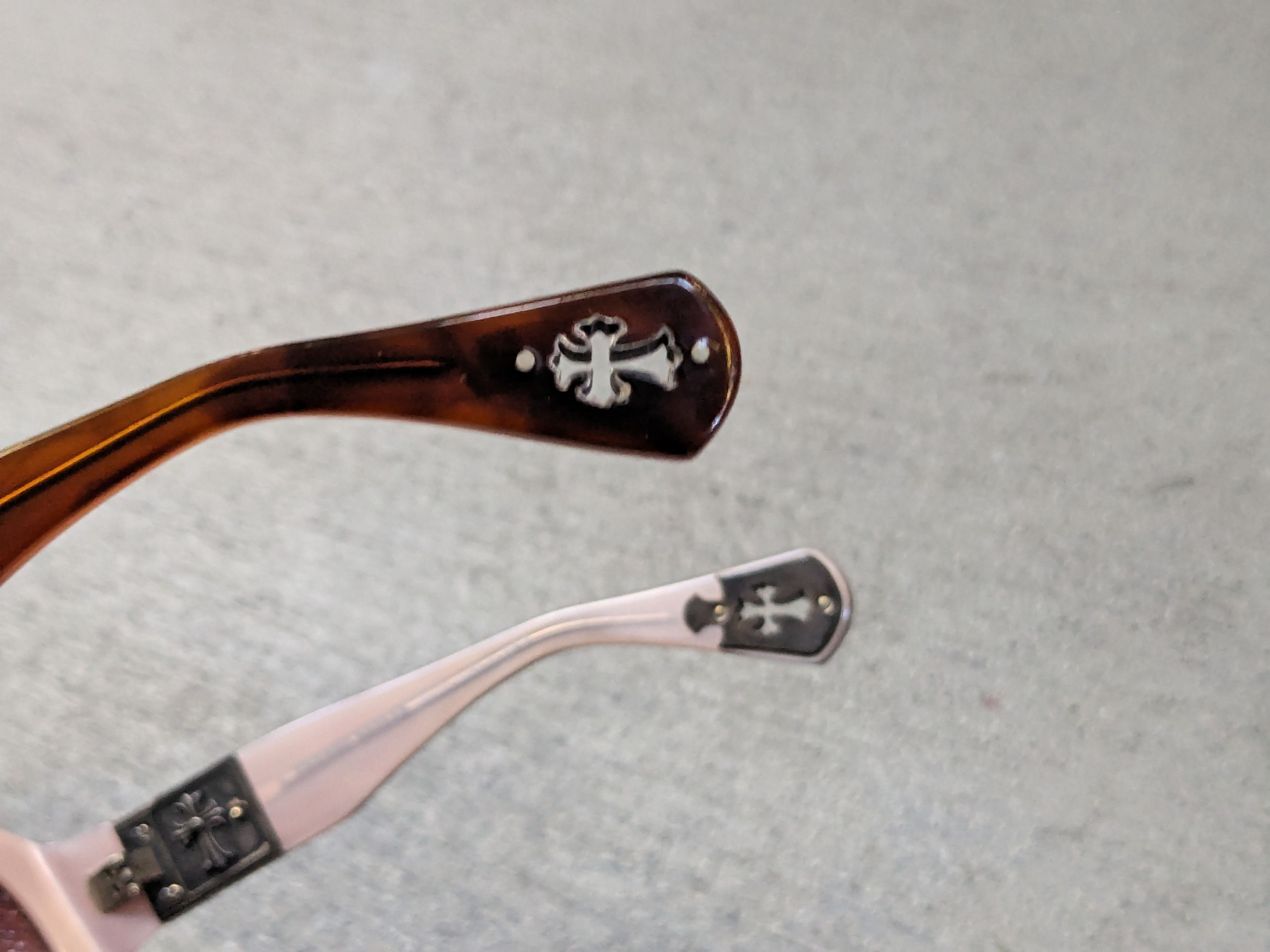 Chrome Hearts Chrome Hearts Sunglasses Cream Brown Pink Cross Sterling Size ONE SIZE - 11 Thumbnail