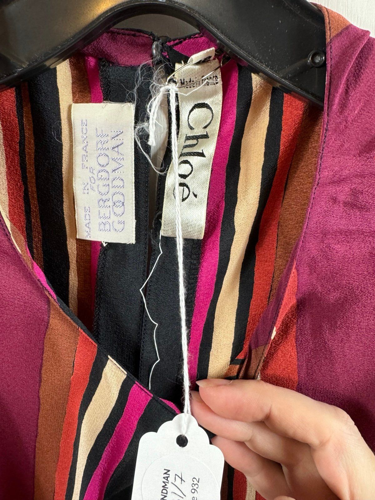 Chloe Vintage Chloé Striped Silk Blouse 1980s Sleeveless Top size Size M / US 6-8 / IT 42-44 - 3 Thumbnail