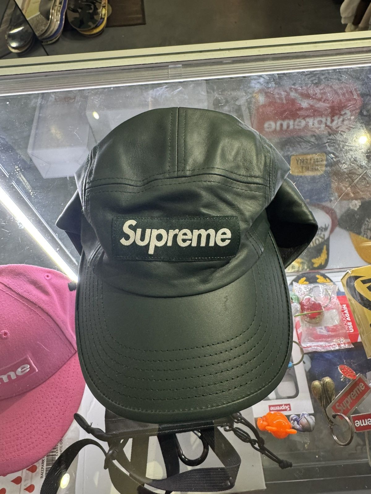 Supreme Leather 5 Panel Camp Cap