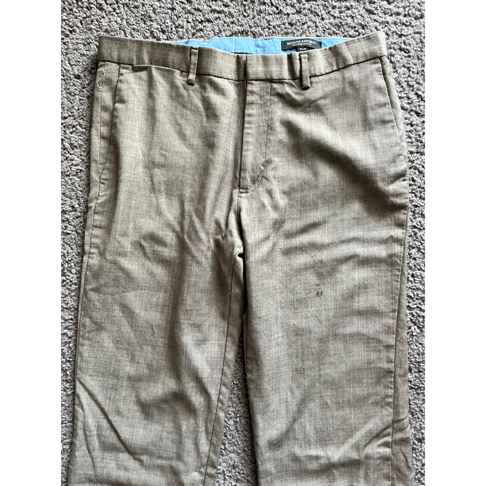 Banana Republic VINTAGE Banana Republic Tailored Slim Fit Dress Pants 33x32 Gray Flat Front Cotton Mens Regular 33 Slim Front Pockets Preppy Dress Pants Mens Size US 33 - 2 Thumbnail