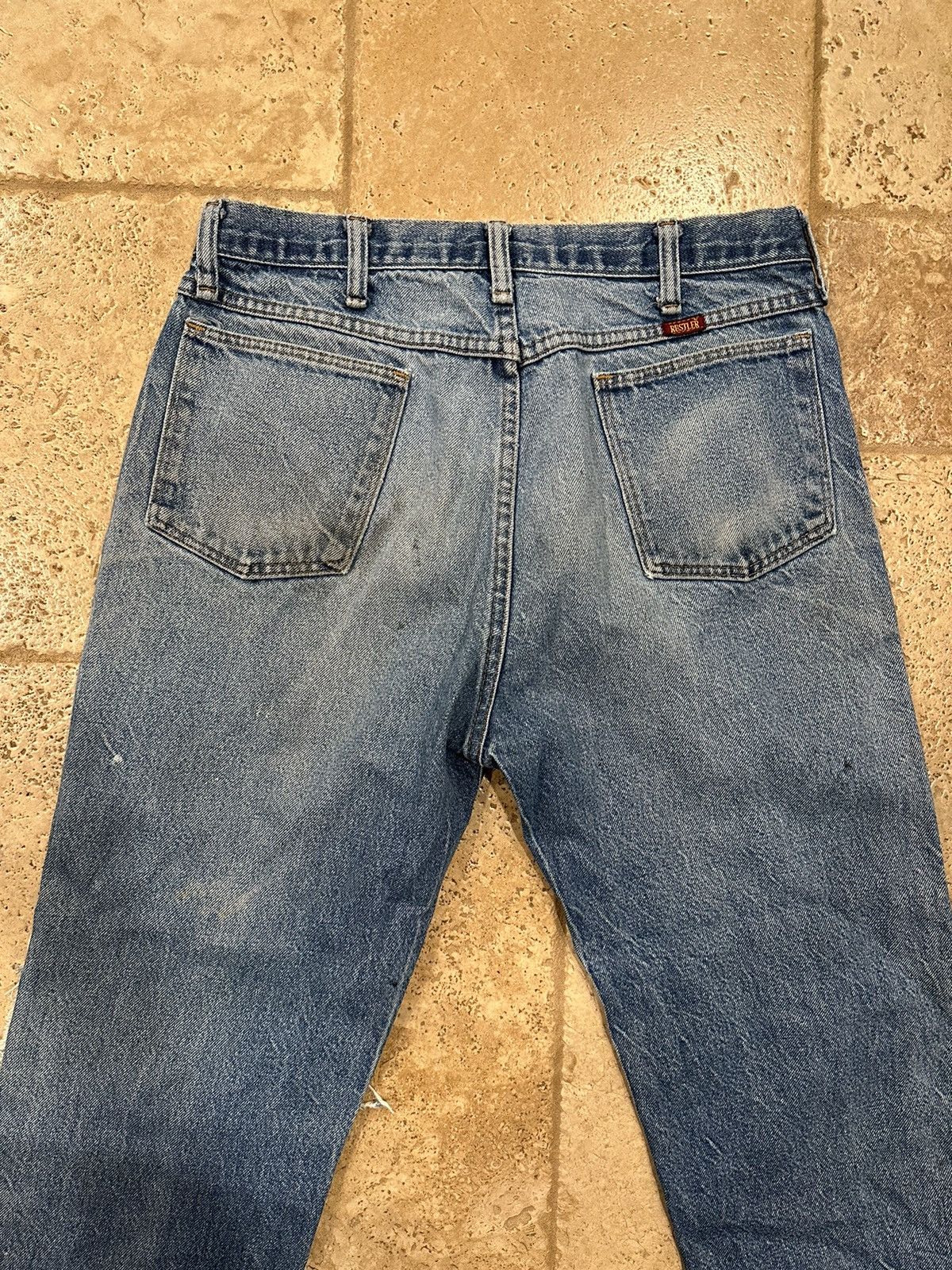 Rustler × Vintage Vintage Rustler Blue Stone Wash Knee Blowout Denim Jeans Size US 32 / EU 48 - 9 Thumbnail