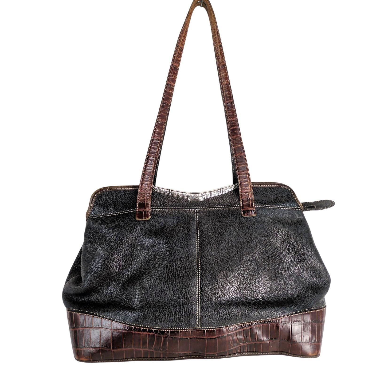 Brighton Vintage Brighton Black Pebble Leather 16" Shoulder Bag Purse Size ONE SIZE - 1 Thumbnail