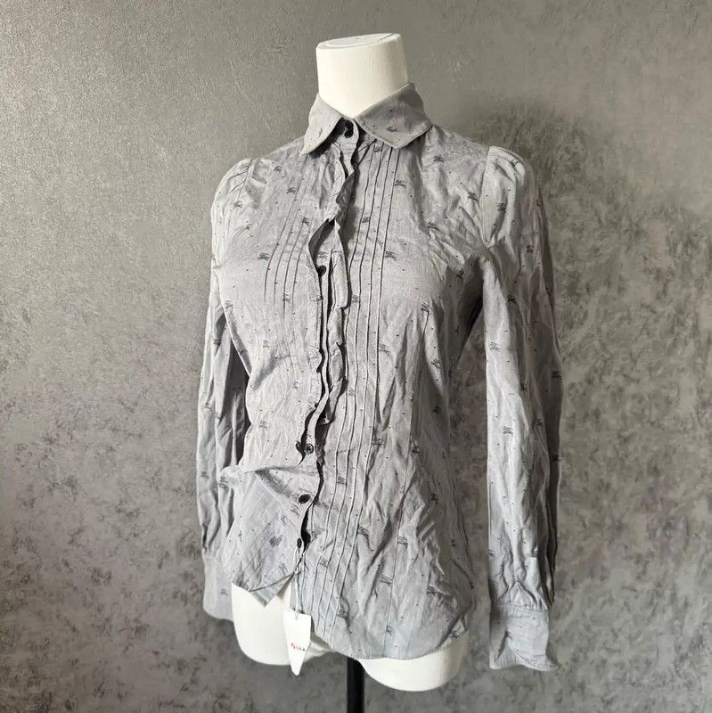 Burberry Burberry Gray Cotton Long Sleeve Shirt Size M / US 6-8 / IT 42-44 - 1 Thumbnail