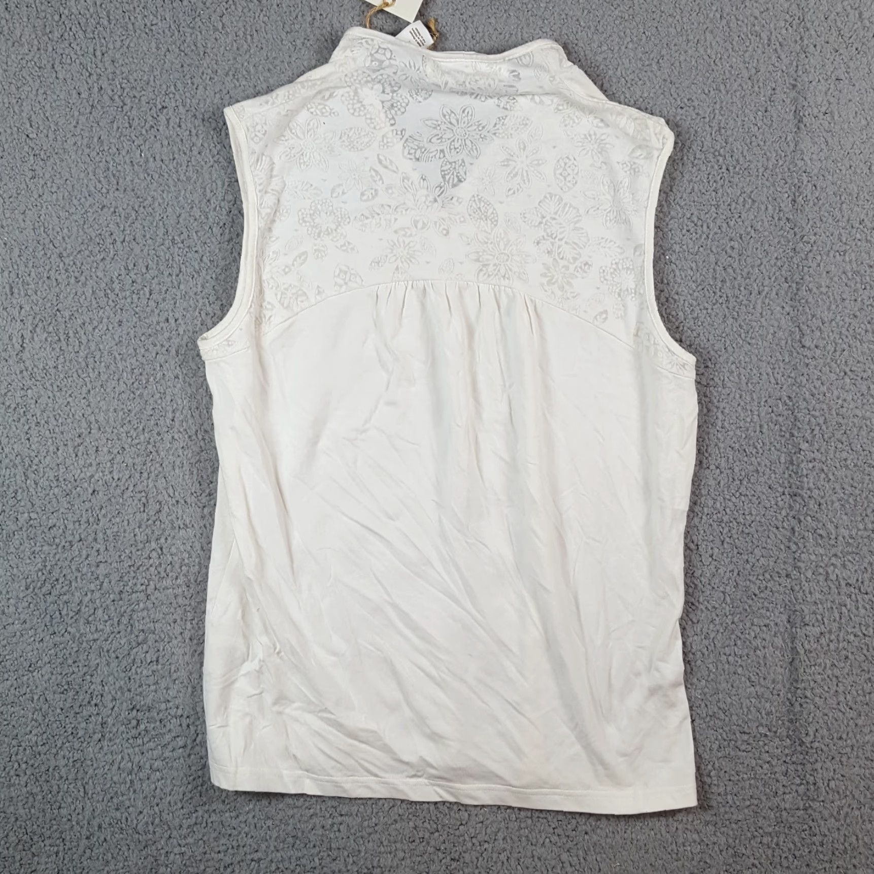 Vintage VINTAGE Tehama Women's Tank Top Sleeveless Polo Shirt 90s Y2K Preppy White Lace Cotton Blend Size M / US 6-8 / IT 42-44 - 5 Thumbnail