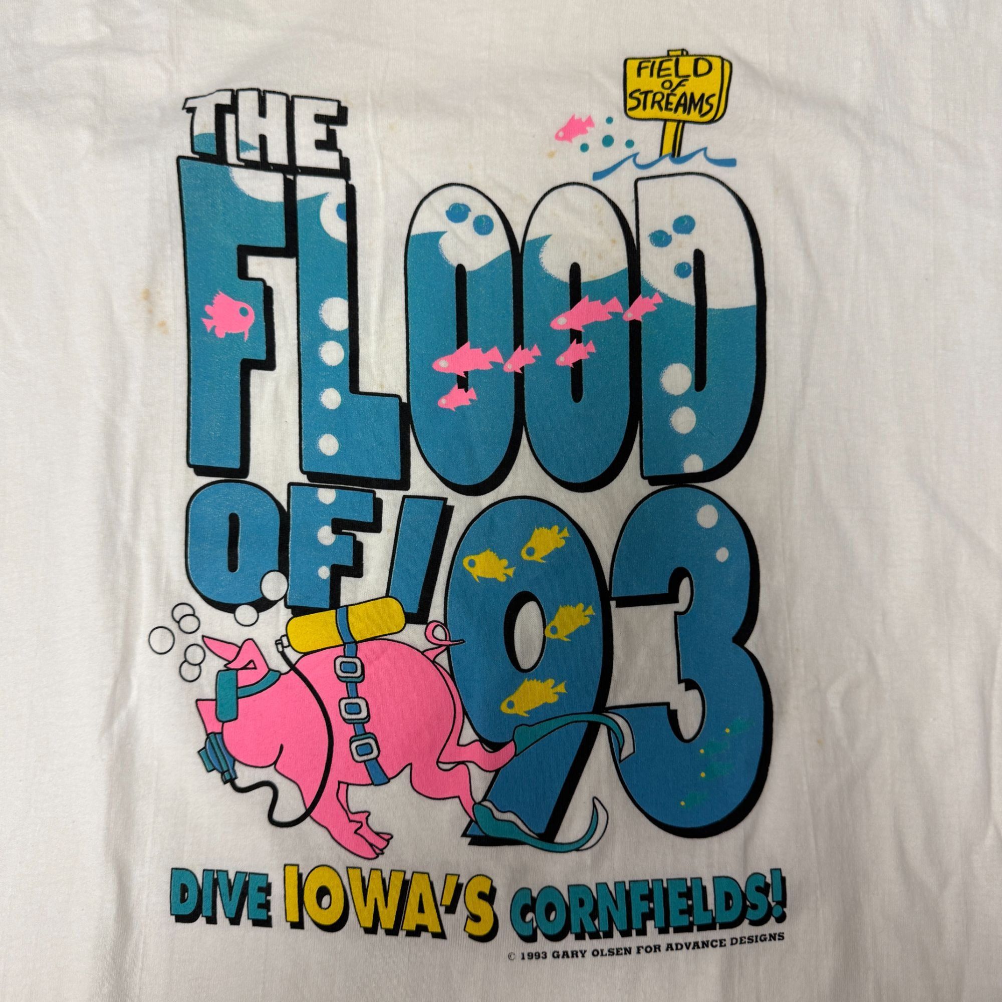 Hanes Field of Streams FLOOD of '93 PIG DIVING Iowa Cornfields Size US XL / EU 56 / 4 - 2 Thumbnail