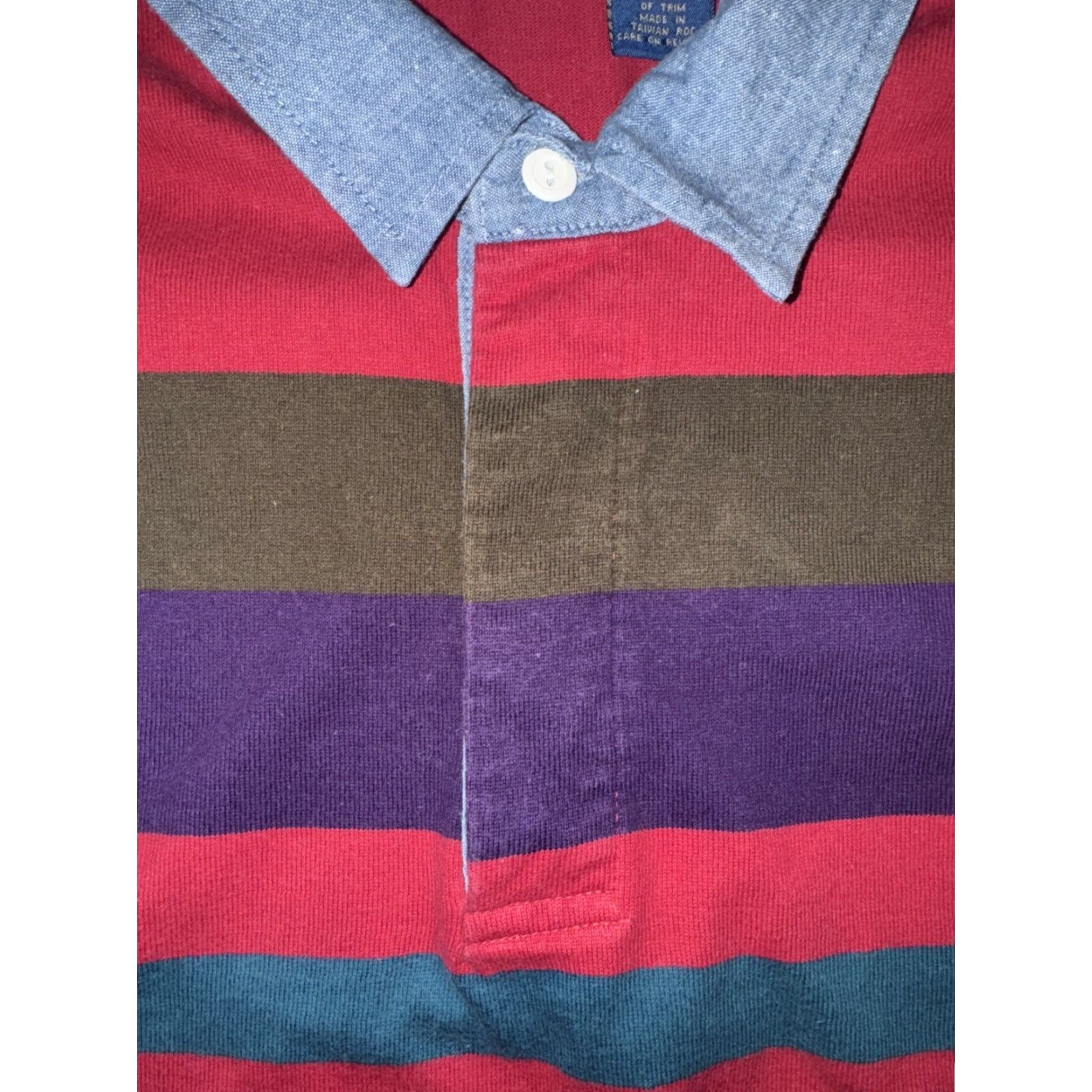 Vintage VINTAGE Cambridge Classic Rugby Shirt XL Red Multi Stripe 90s Long Sleeve Polo Mens Size US XL / EU 56 / 4 - 2 Thumbnail