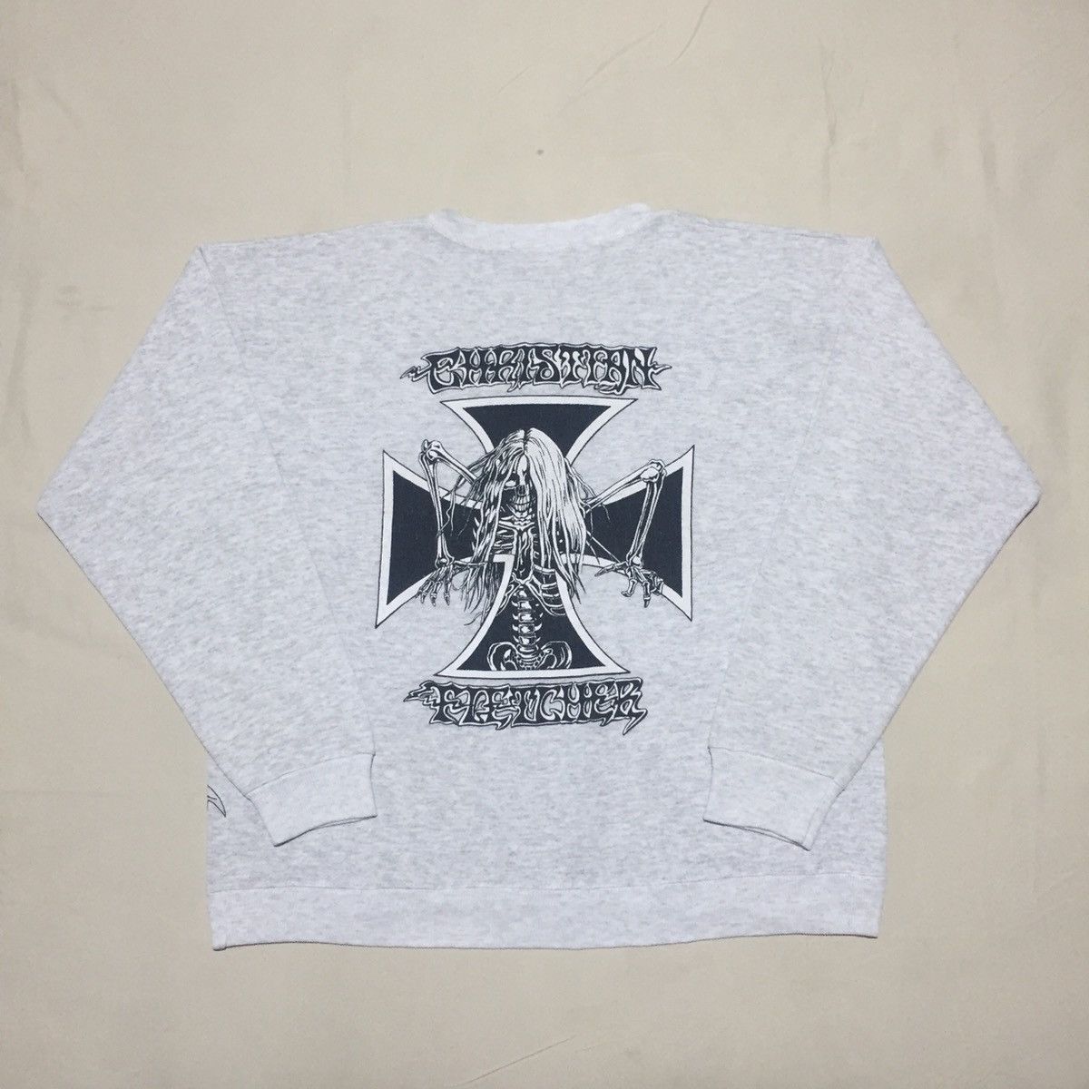image of Skategang x Vintage Christian Flitcher Skateboard Sweatshirt Crewneck in Mist Grey (Size Large)