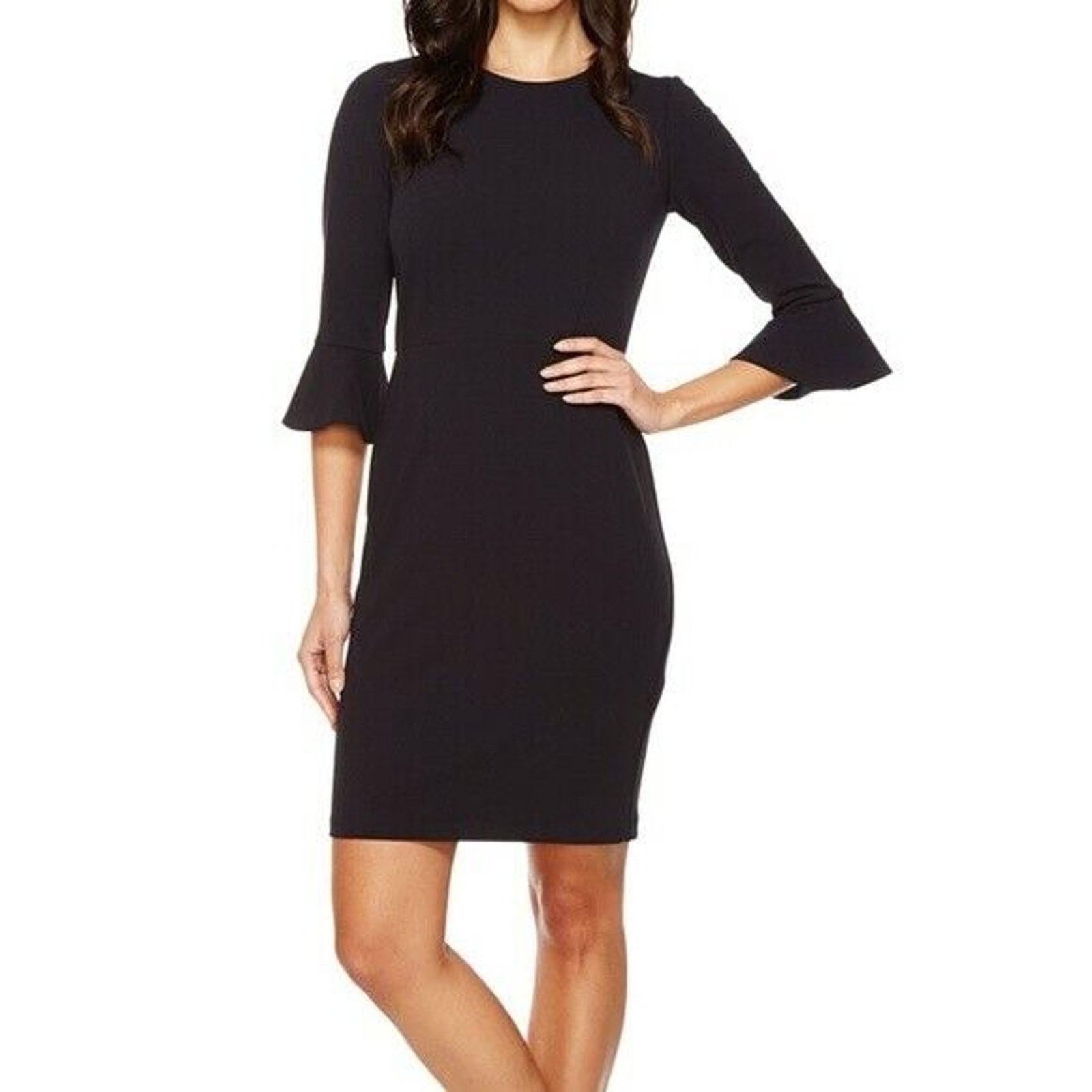 Donna Morgan New Donna Morgan KENDALL 3/4 Ruffle Sleeve Mini Dress Black Size M / US 6-8 / IT 42-44 - 3 Thumbnail