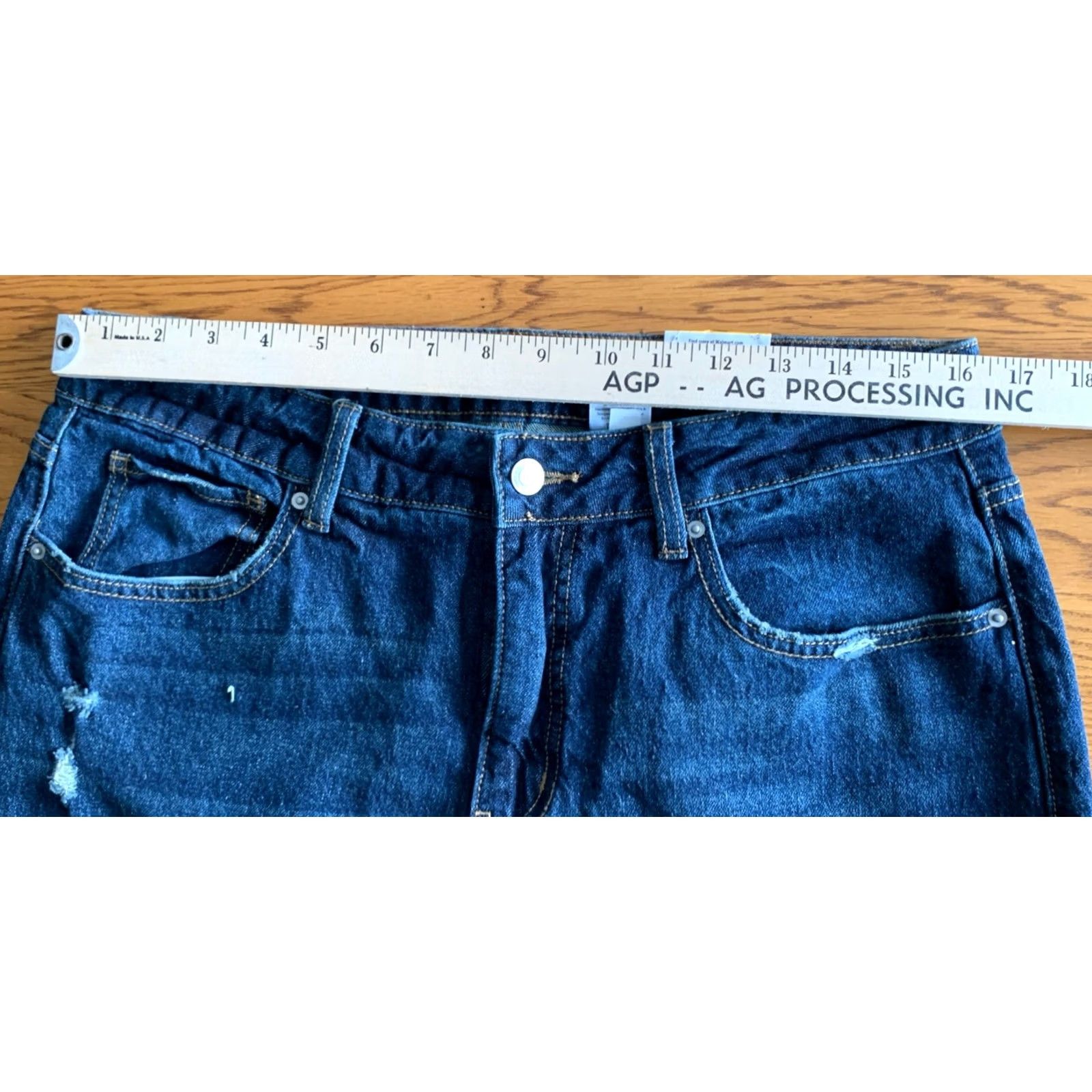 Vintage Time And Tru Jeans Cropped Pants High Rise Dark Blue Cropped Denim Straight Leg 14 Women NWT Stretch Size 36" / US 14 / IT 50 - 2 Thumbnail