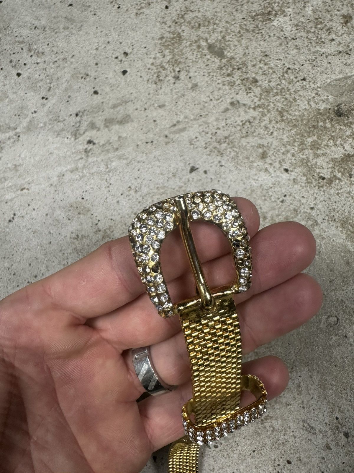 Dolce & Gabbana Dolce & Gabbana Gold Crystal Rhinestones Mesh Belt Size 36 - 5 Thumbnail
