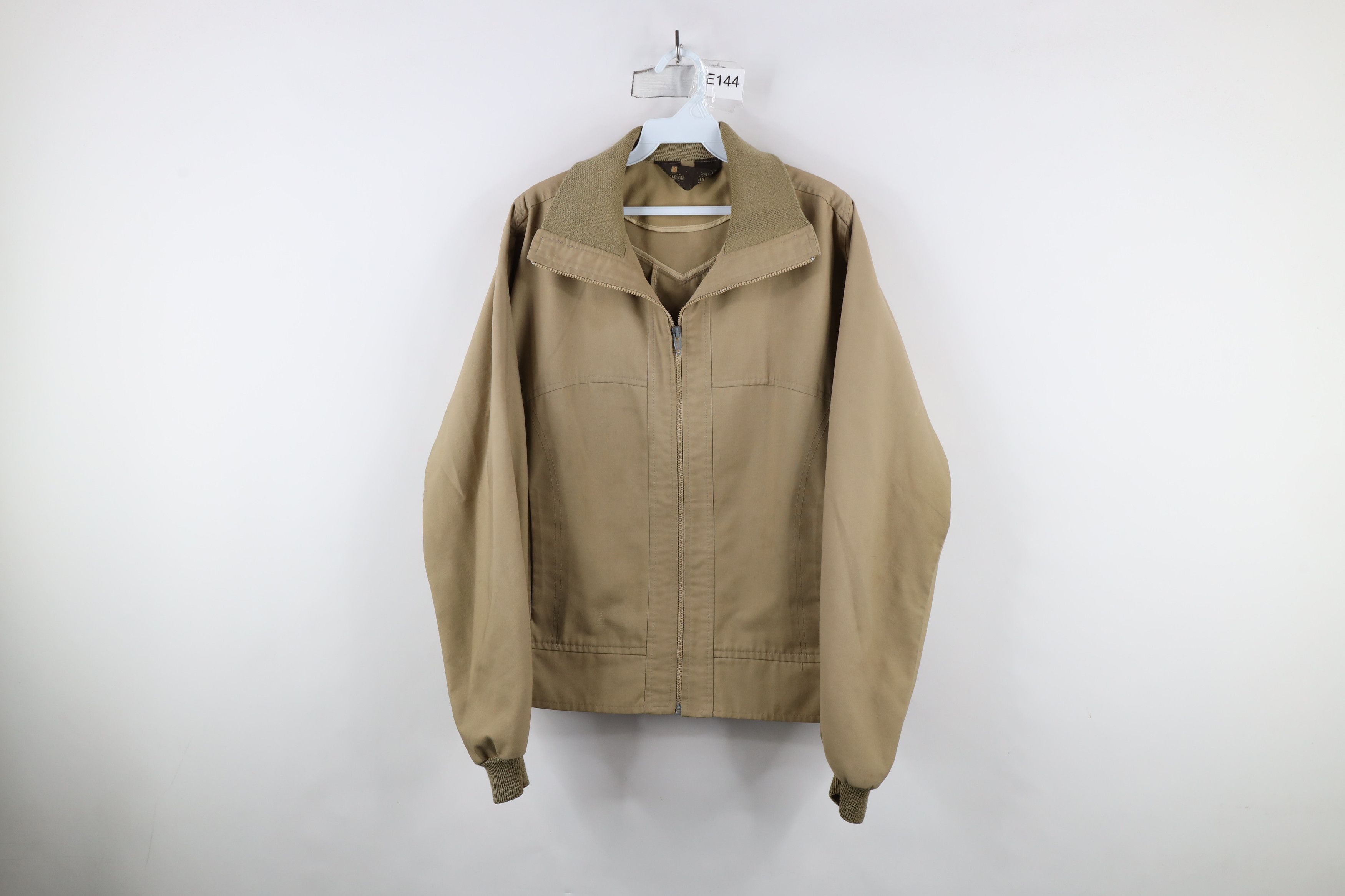 Vintage Vintage 70s Streetwear Full Zip Bomber Jacket Beige Khaki Size US L / EU 52-54 / 3 - 1 Thumbnail